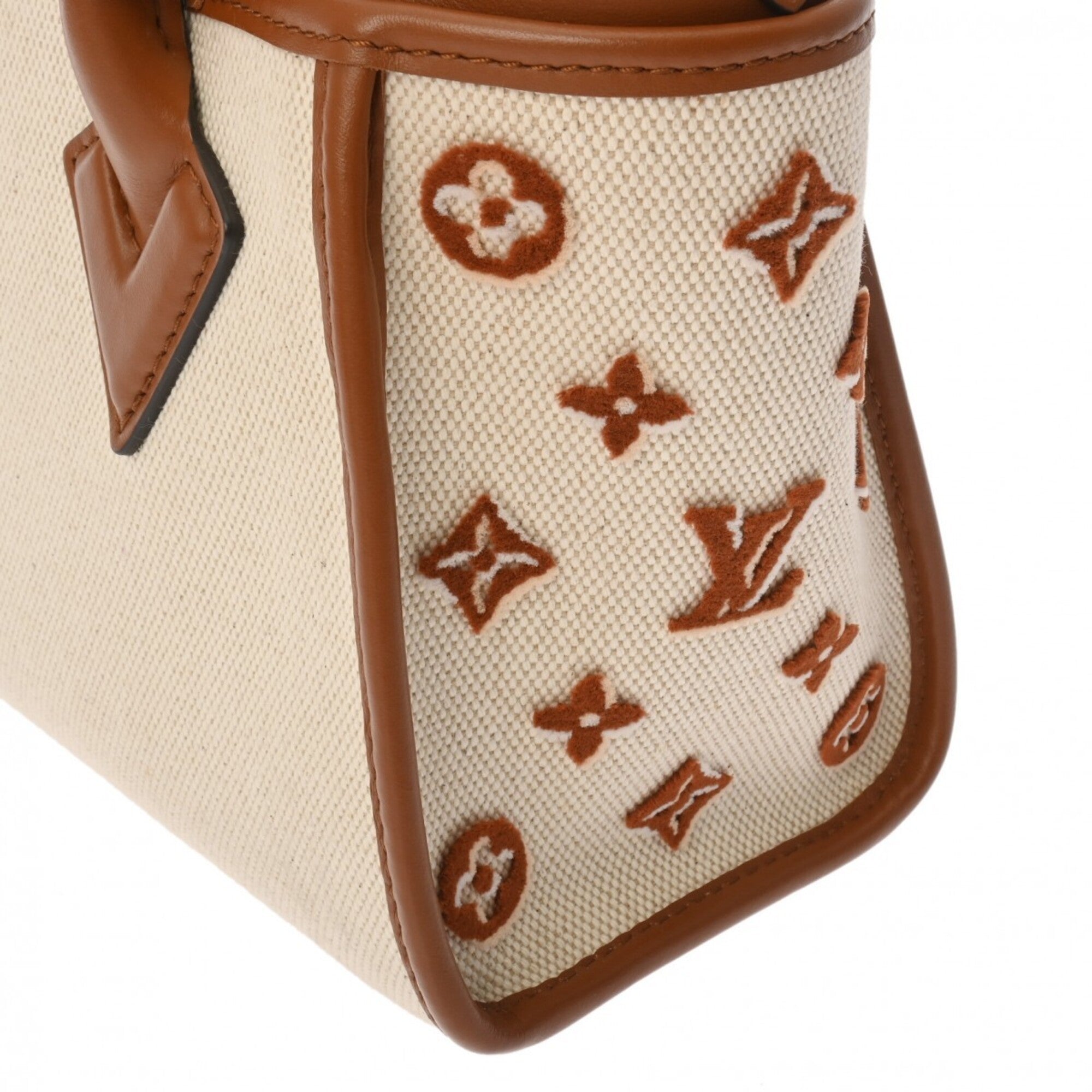 Louis Vuitton Beige Brown Canvas Leather Handbag (Pre-Owned)