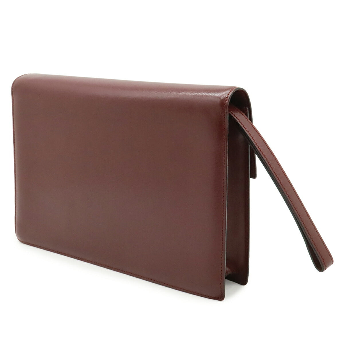 Cartier Bordeaux Red Color Leather Clutch Bag (Pre-Owned)