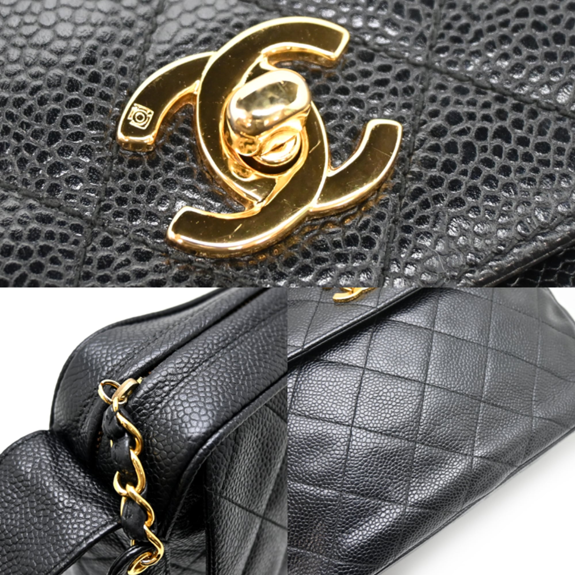 Chanel Black Grained Calfskin Shoulder Bag (Pre-Owned)