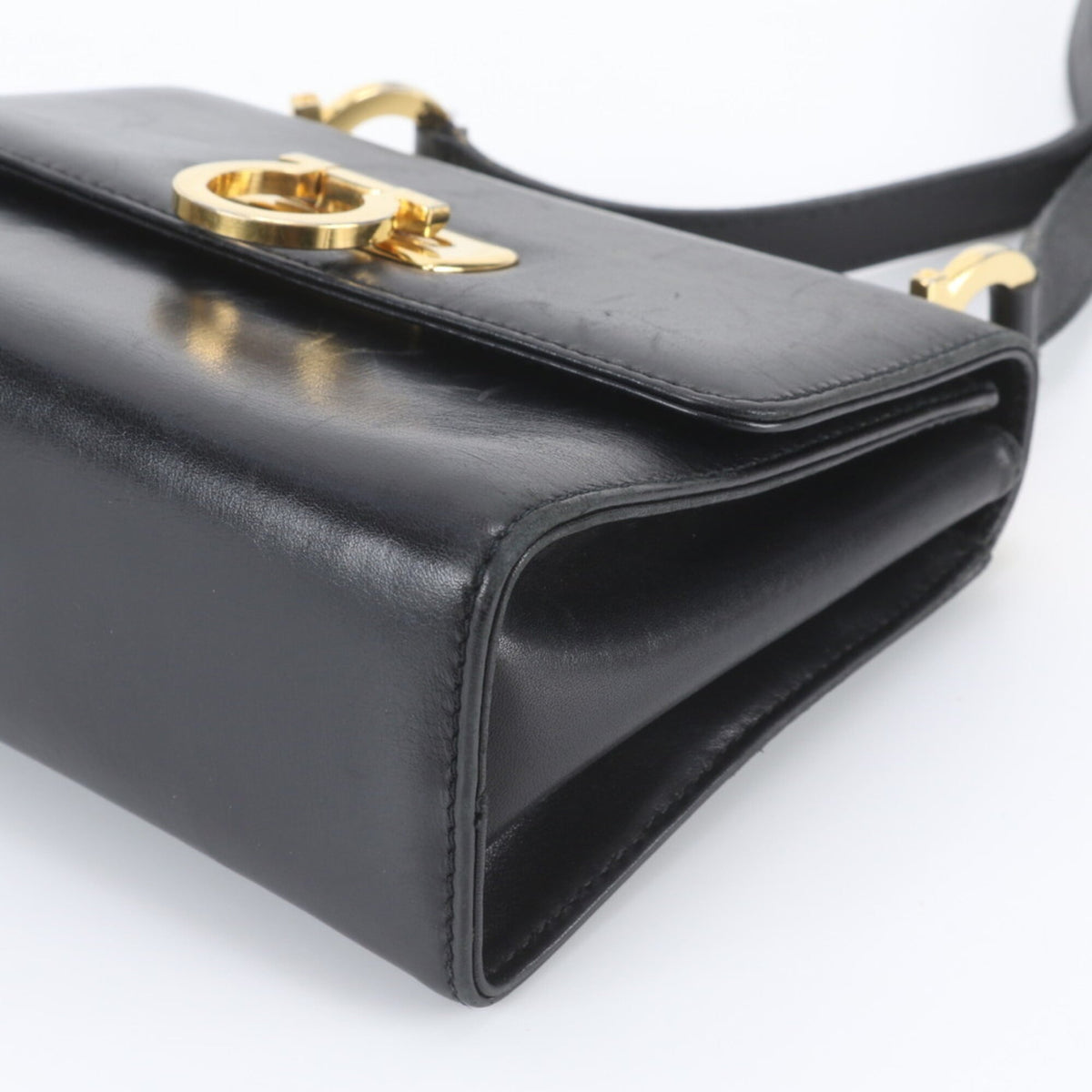Salvatore Ferragamo Black Leather Crossbody Bag Shoulder Bag (Pre-Owned)