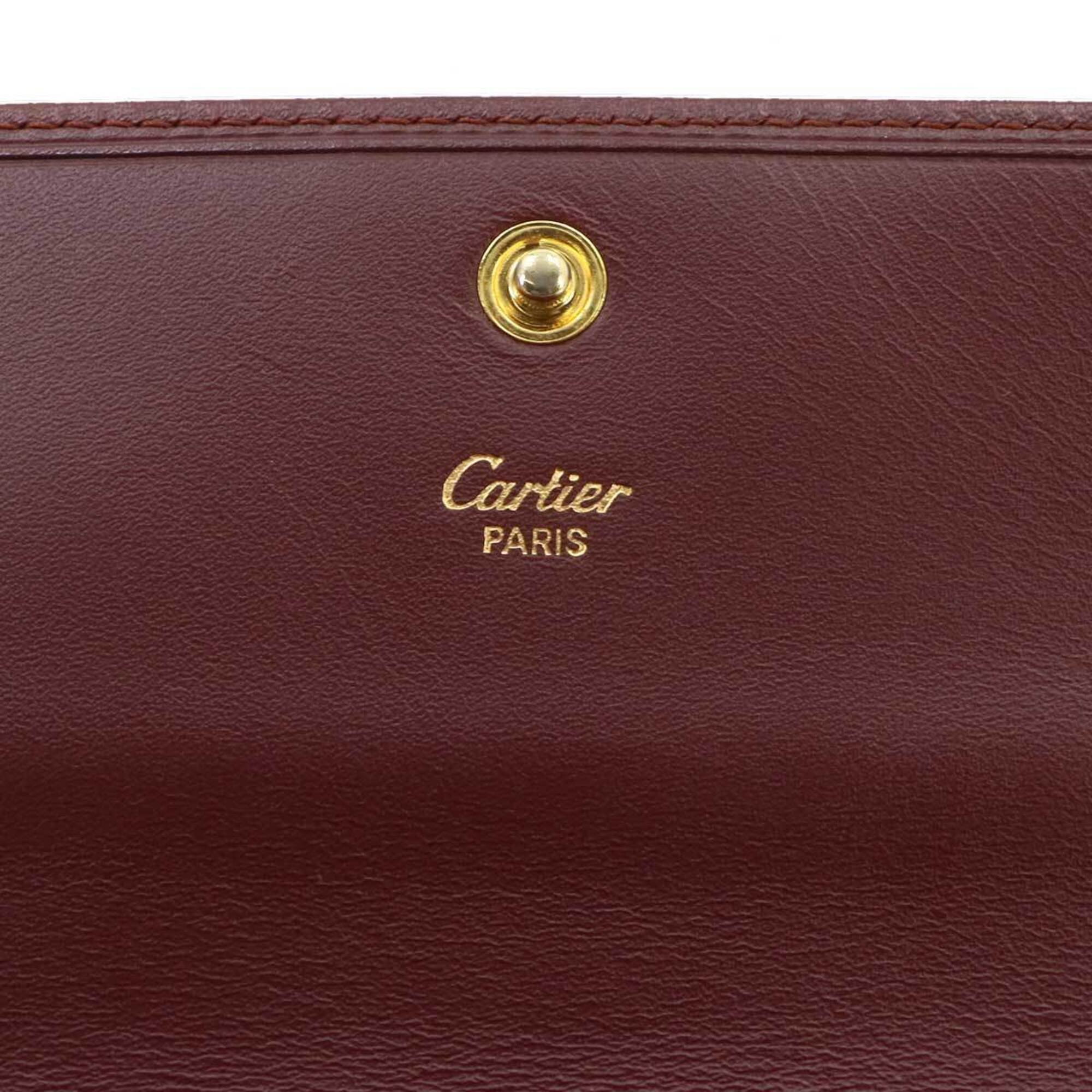 Cartier Bordeaux Leather Wallet (Tri-Fold) (Pre-Owned)