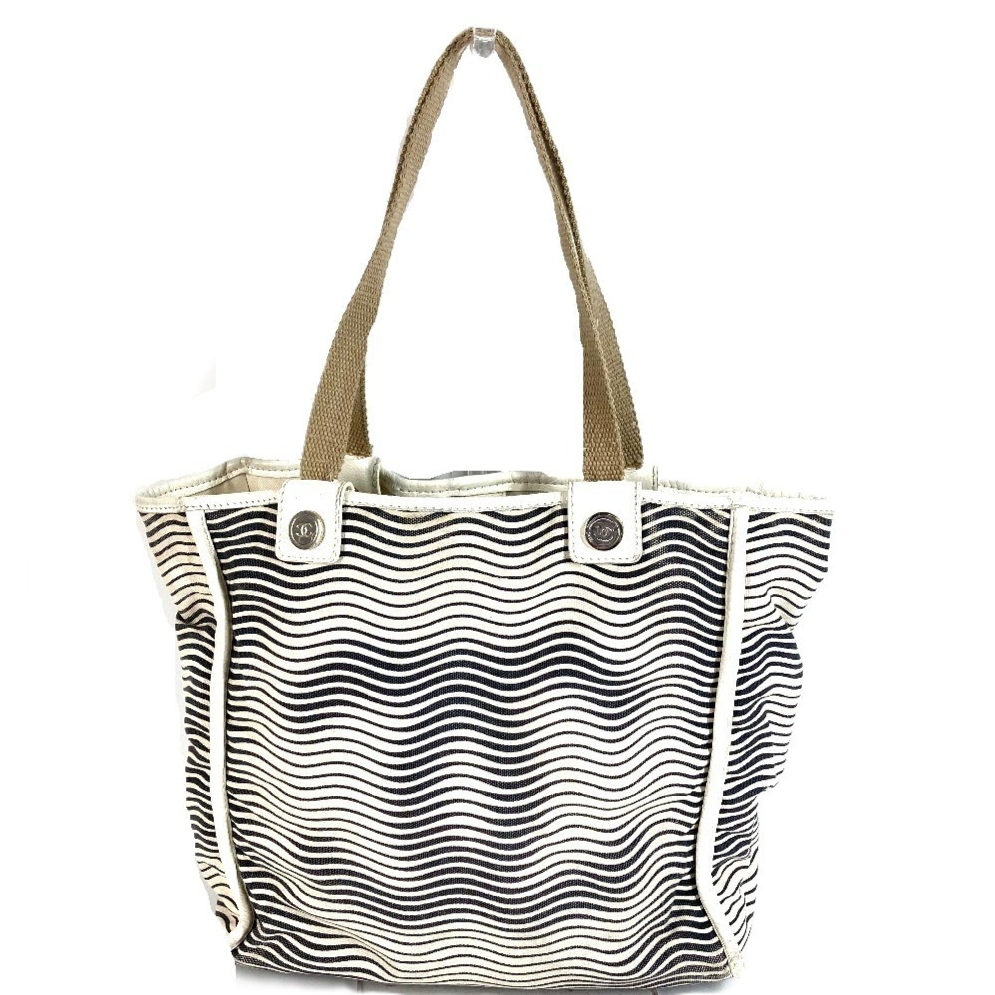 Chanel Ivory Cotton Shoulder Bag Tote Bag (Pre-Owned)