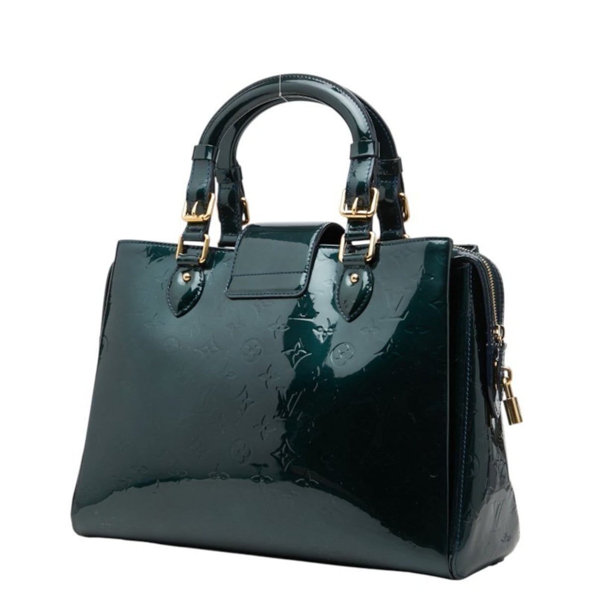 Louis Vuitton Blue Nuit Green Monogram Patent Leather Handbag (Pre-Owned)