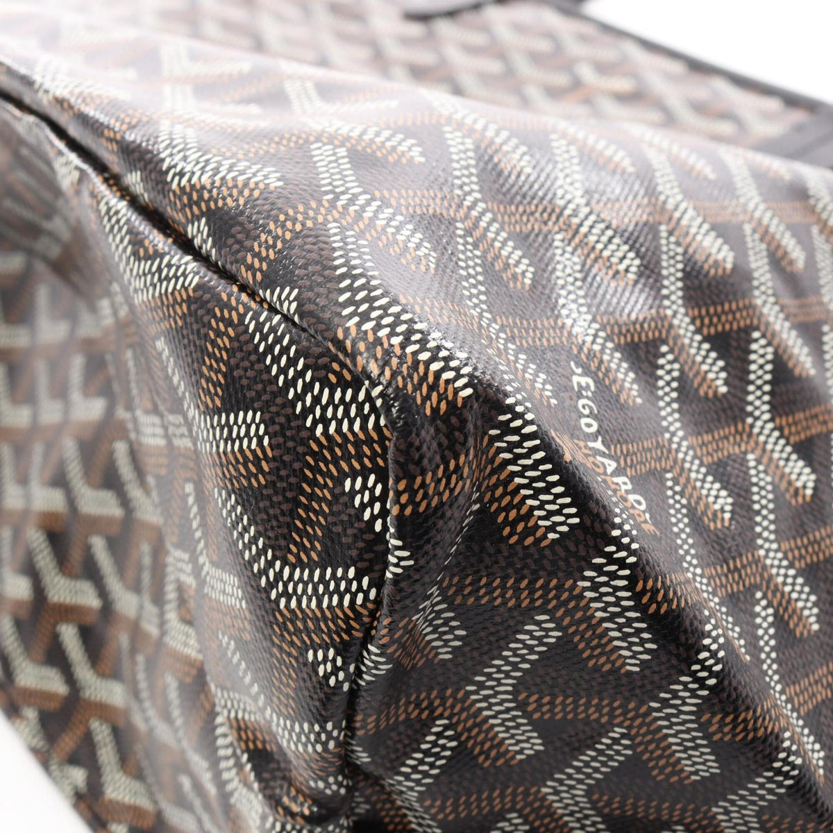 Goyard Black Brown White Coated Canvas Leather Handbag Tote Bag (Pre-Owned)