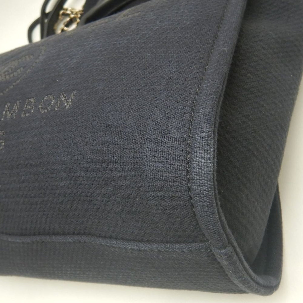 Chanel Black Canvas Leather Tote Bag (Pre-Owned)