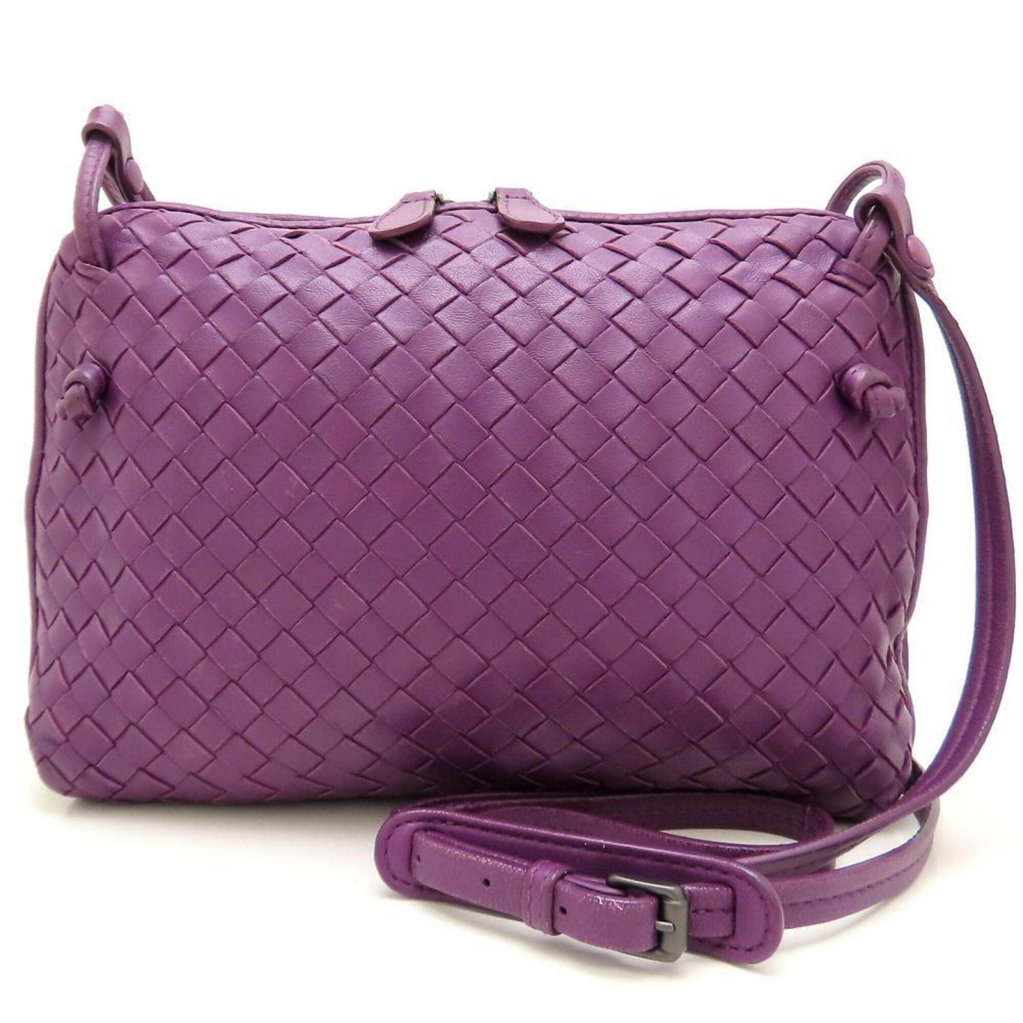 Bottega Veneta Purple Leather Shoulder Bag (Pre-Owned)