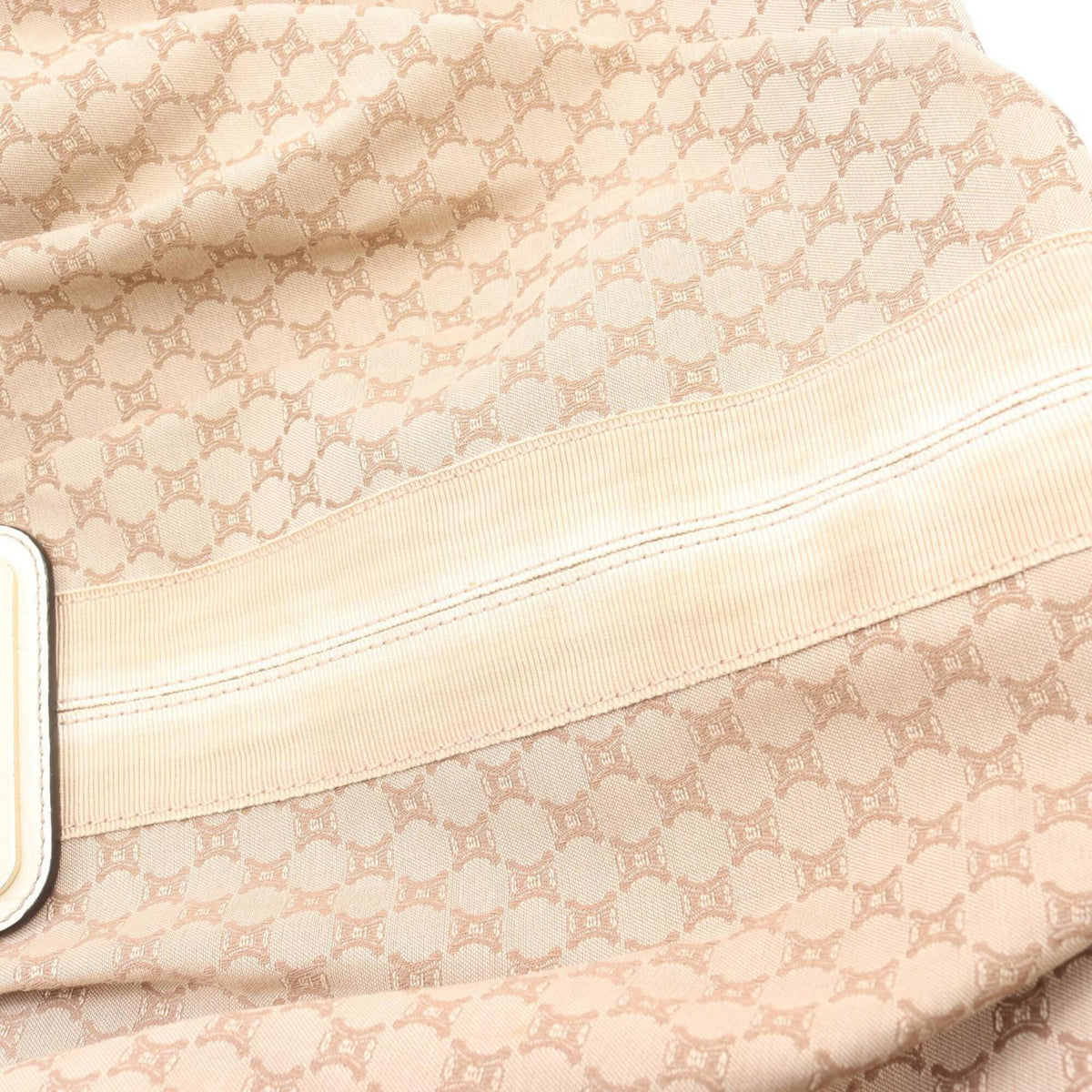Celine Beige White Canvas Leather Handbag Shoulder Bag (Pre-Owned)