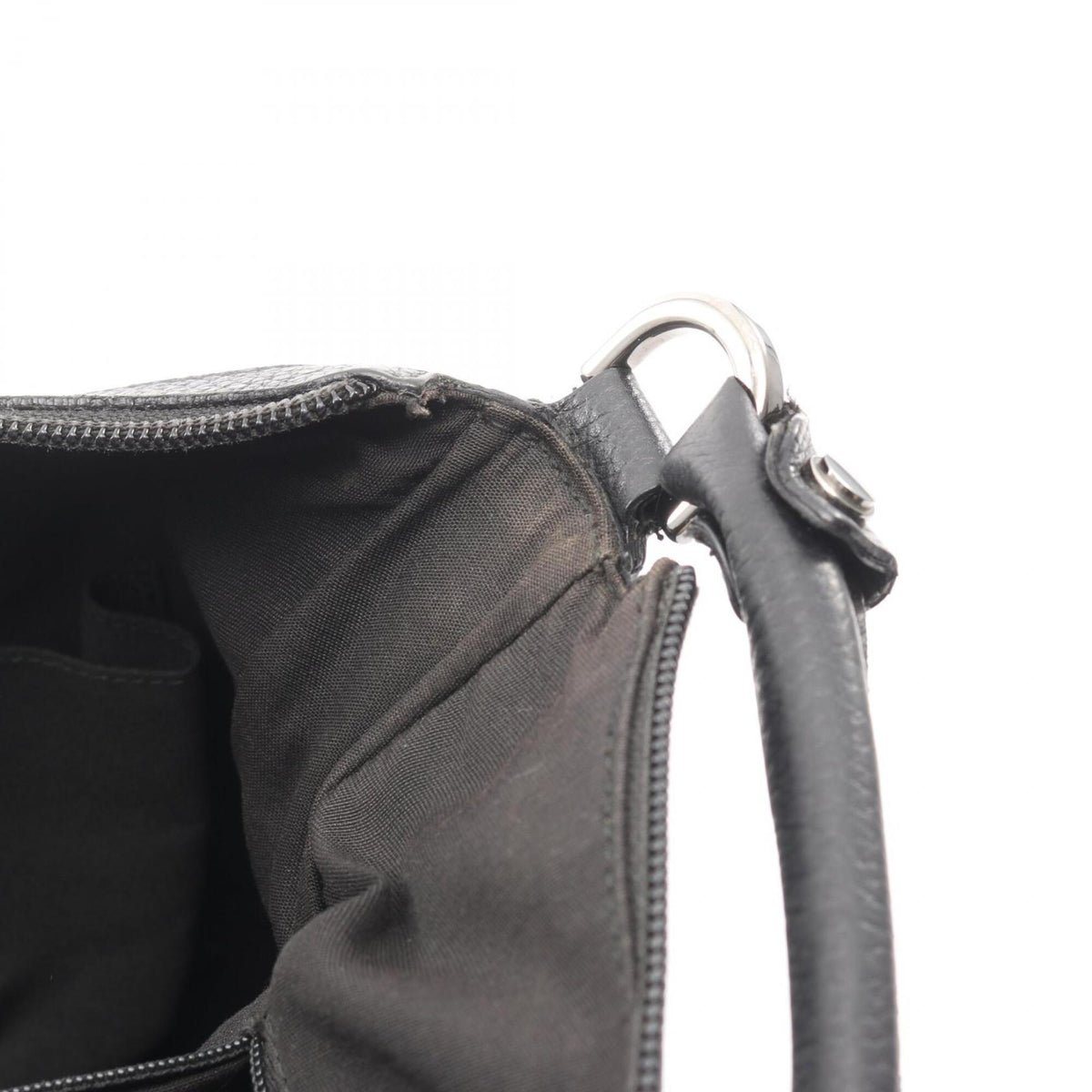 Gucci Black Nylon Leather Handbag Shoulder Bag (Pre-Owned)