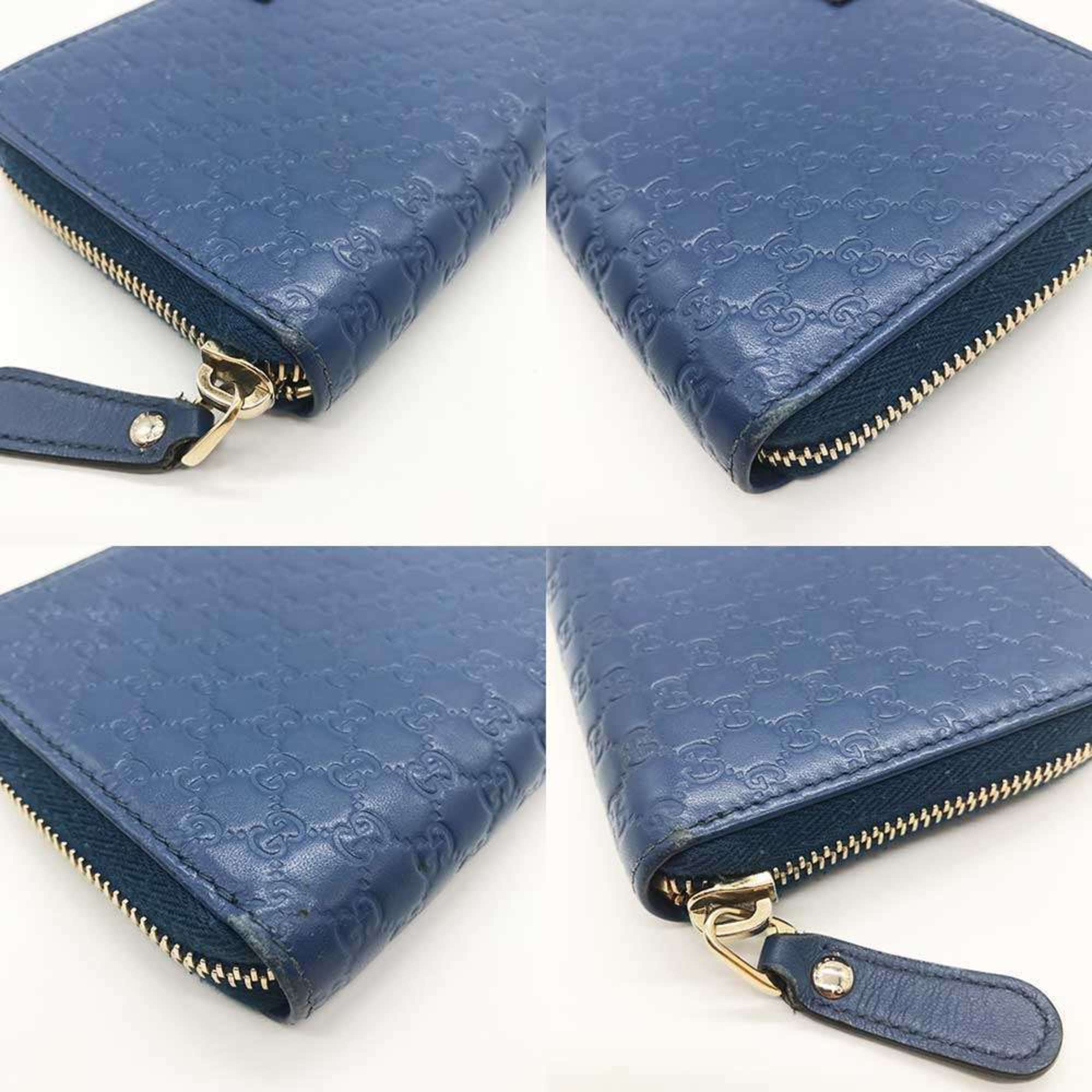 Gucci Guccissima Blue Gg Leather Long Wallet (Bi-Fold) (Pre-Owned)