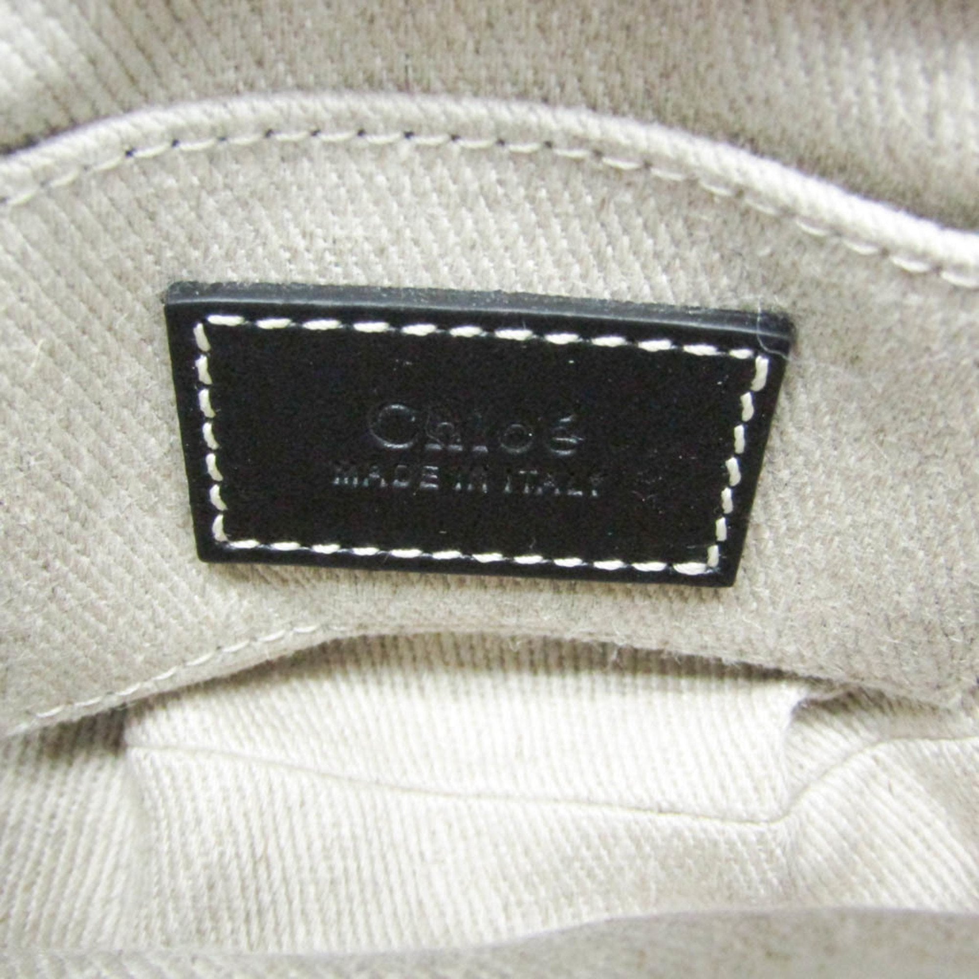 Chloé Black Blue Denim Leather Handbag Shoulder Bag (Pre-Owned)