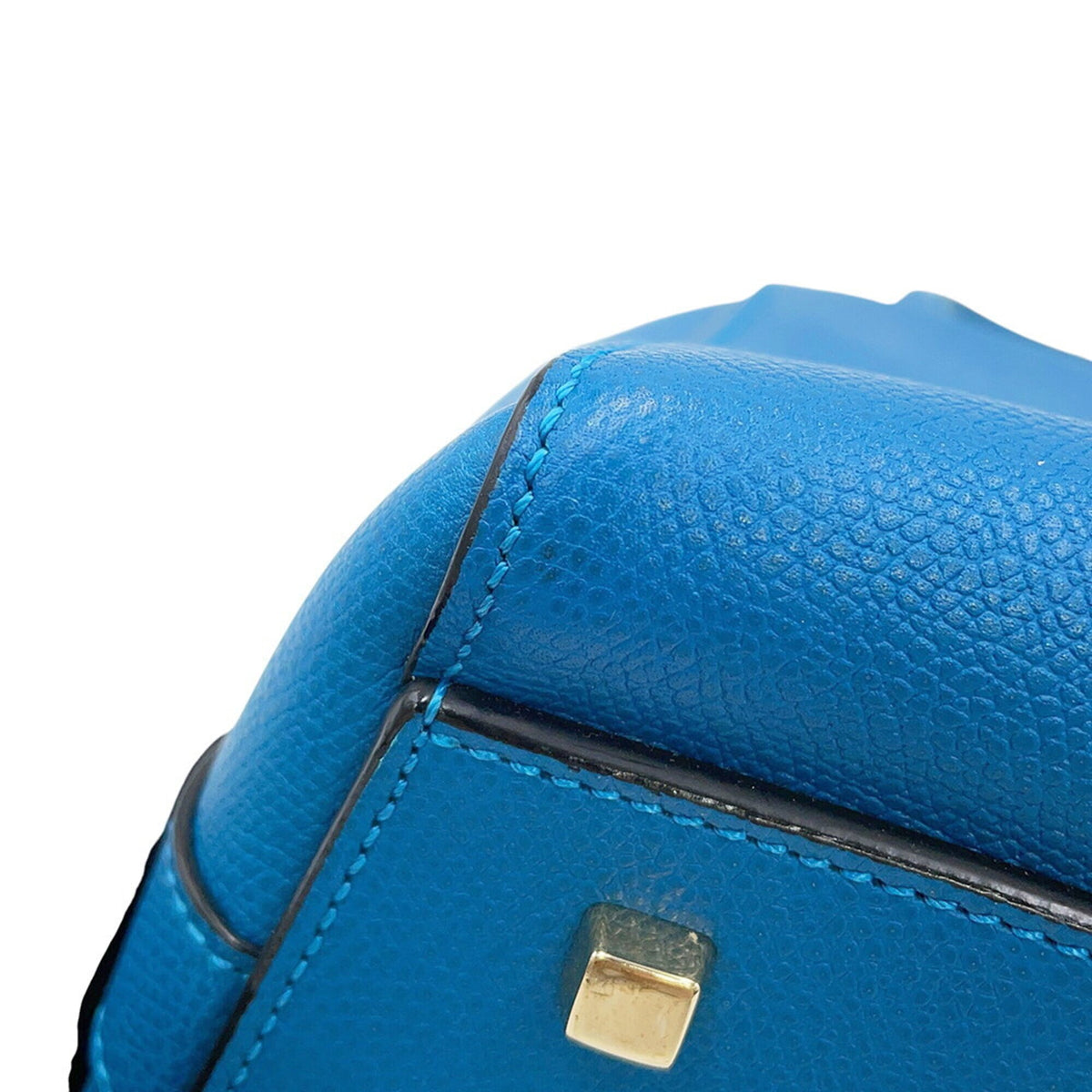 Valextra Blue Leather Handbag Shoulder Bag (Pre-Owned)