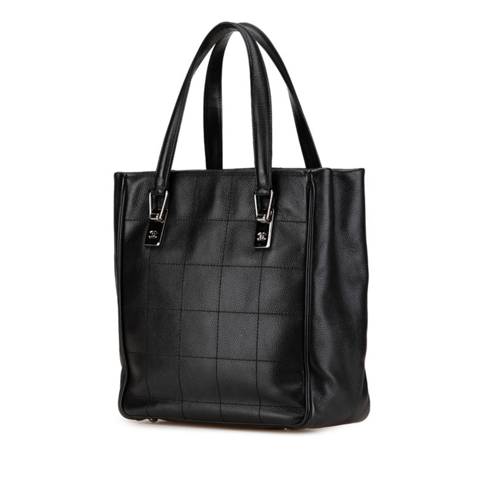 Chanel Chocolate Bar Black Grained Calfskin Tote Bag (Pre-Owned)
