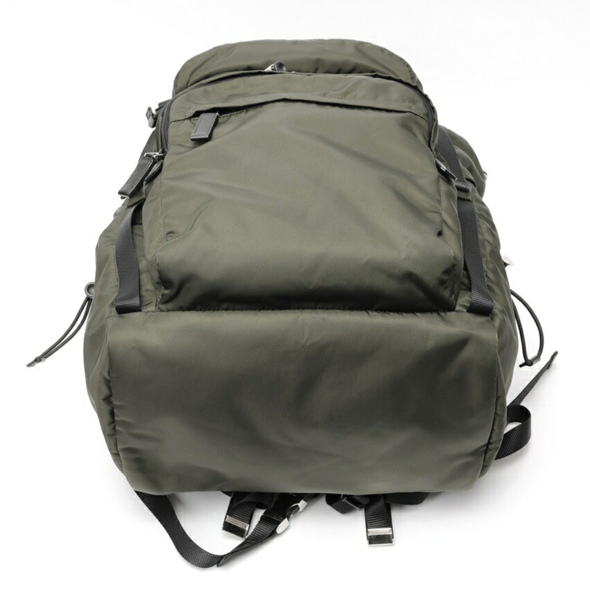 Prada Khaki Nylon Saffiano Triangle Backpack (Pre-Owned)