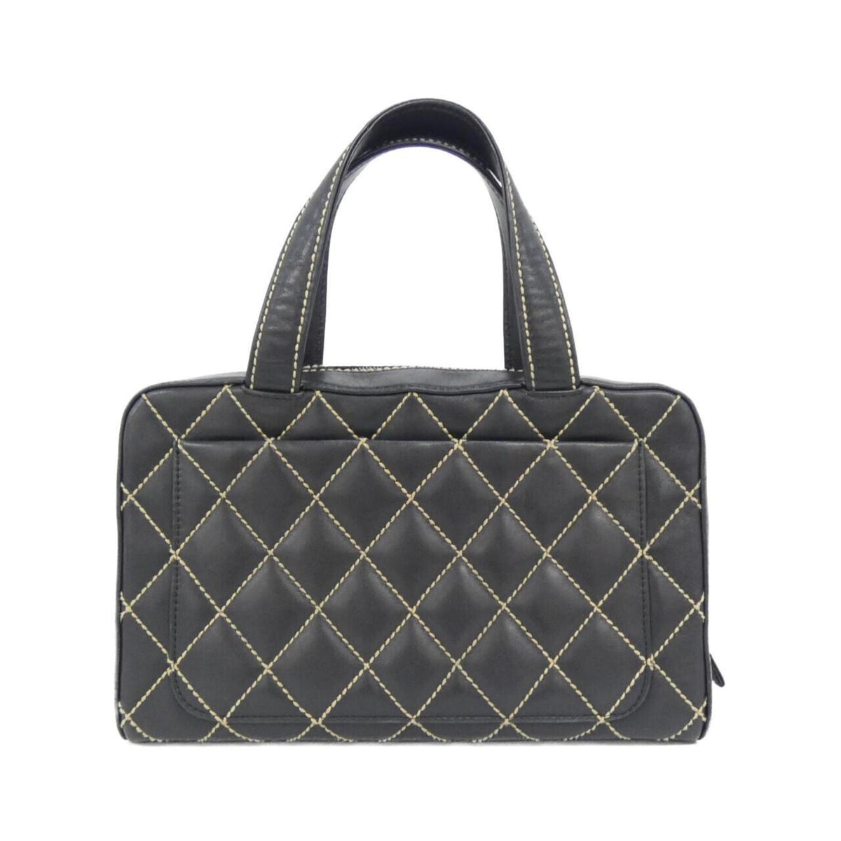 Chanel Beige Black Leather Handbag Pouch (Pre-Owned)