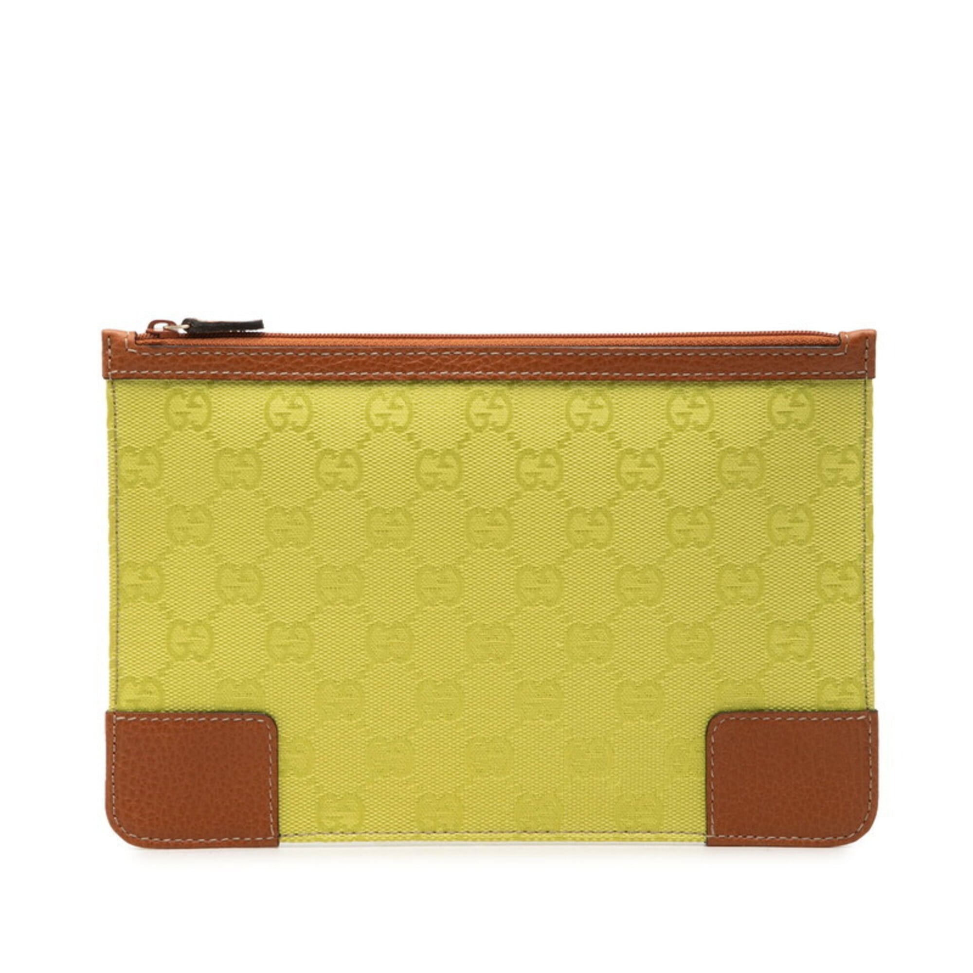 Gucci Brown Green Gg Canvas Clutch Bag Handbag Pouch (Pre-Owned)
