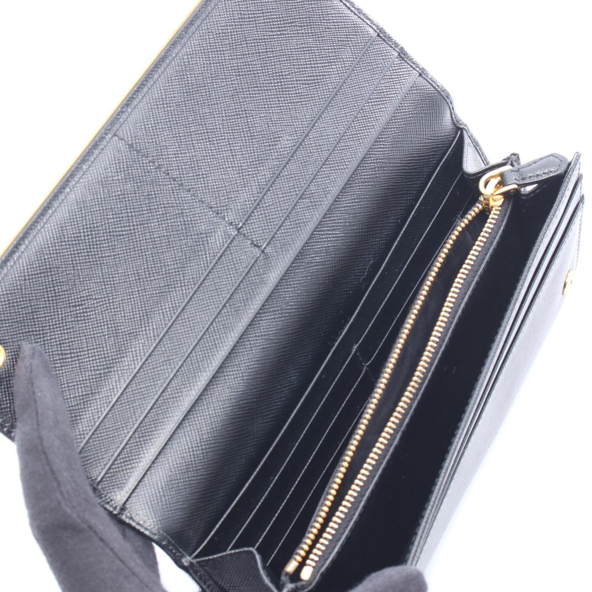 Prada Black Leather Long Wallet (Bi-Fold) (Pre-Owned)