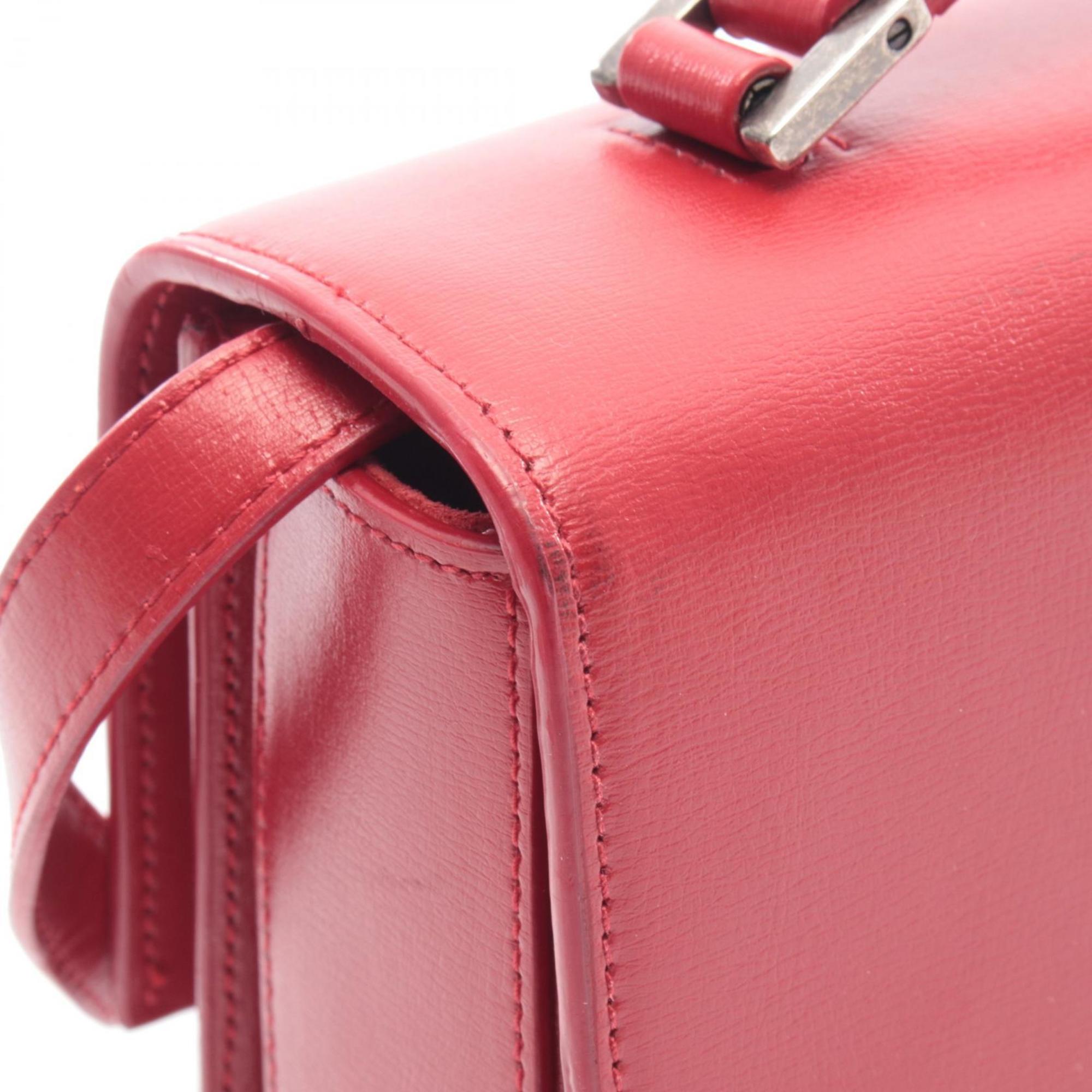 Yves Saint Laurent Red Color Leather Handbag Shoulder Bag (Pre-Owned)