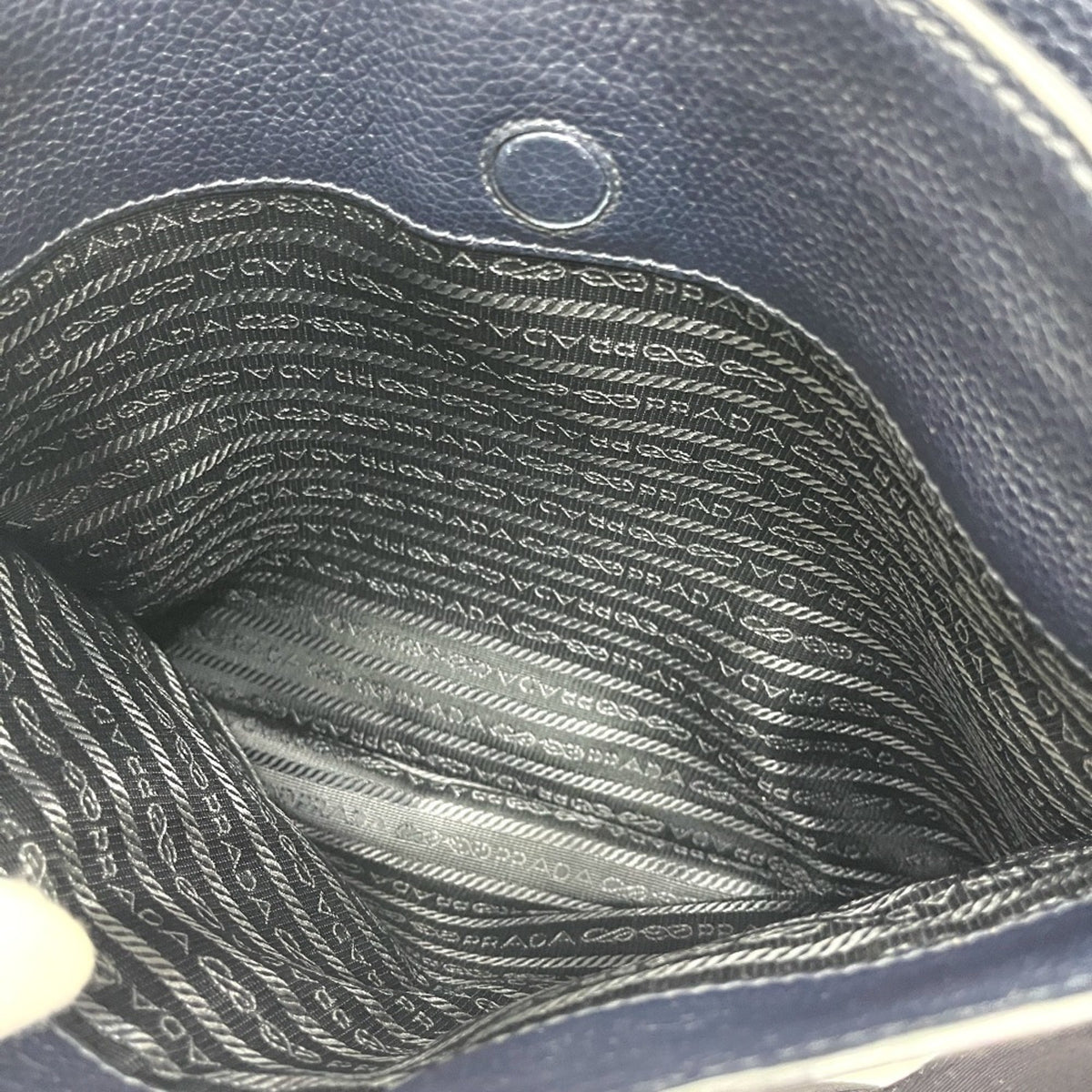 Prada Blue Leather Handbag Shoulder Bag (Pre-Owned)