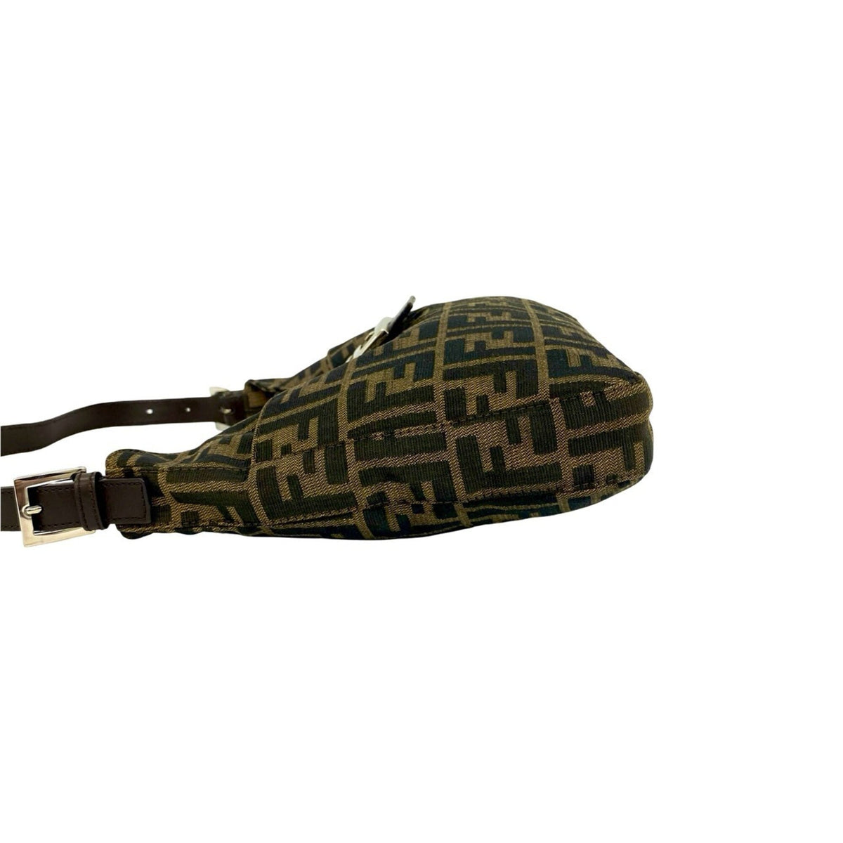 Fendi Black Brown Canvas Leather Shoulder Bag Tote Bag (Pre-Owned)