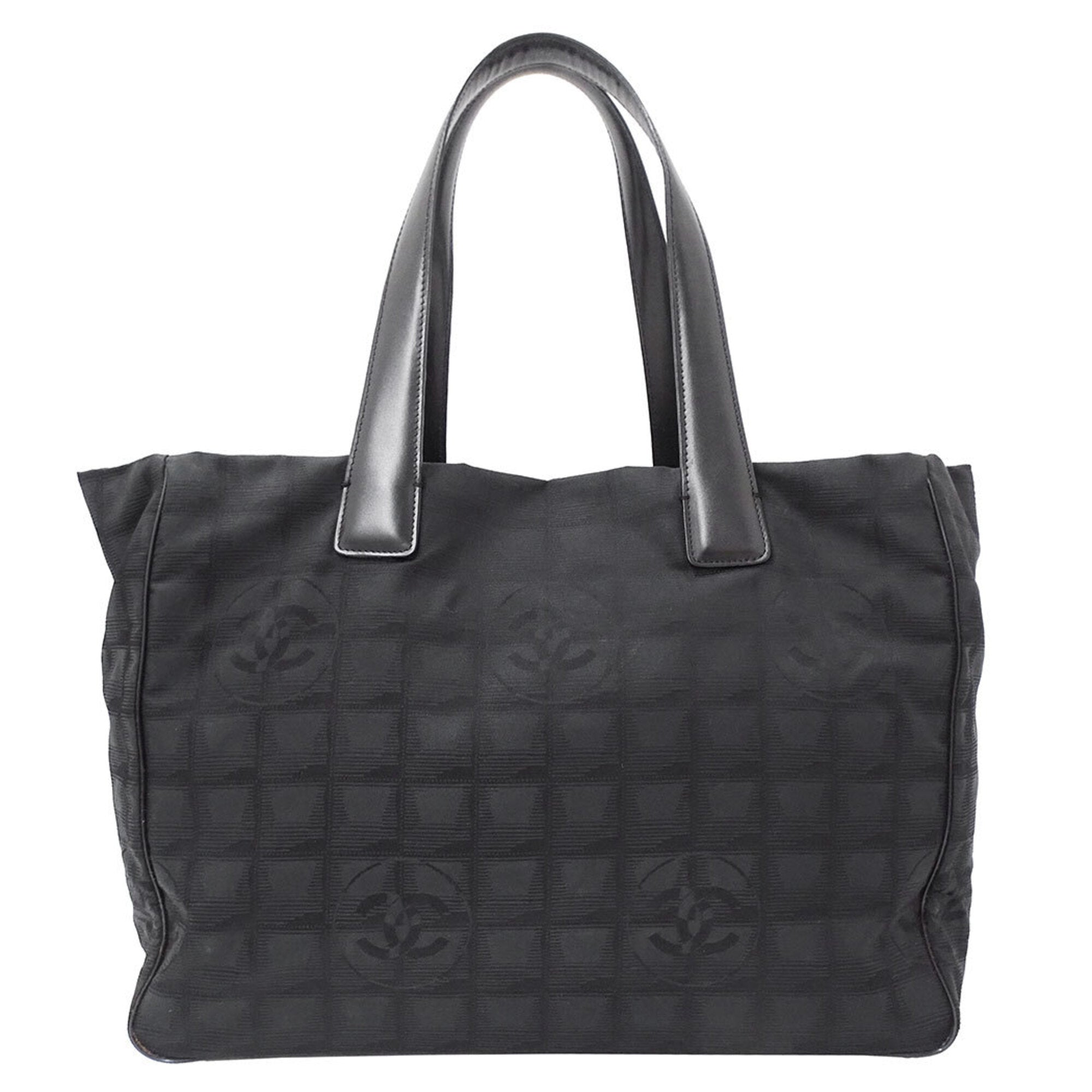 Chanel Black Nylon Handbag Tote Bag (Pre-Owned)
