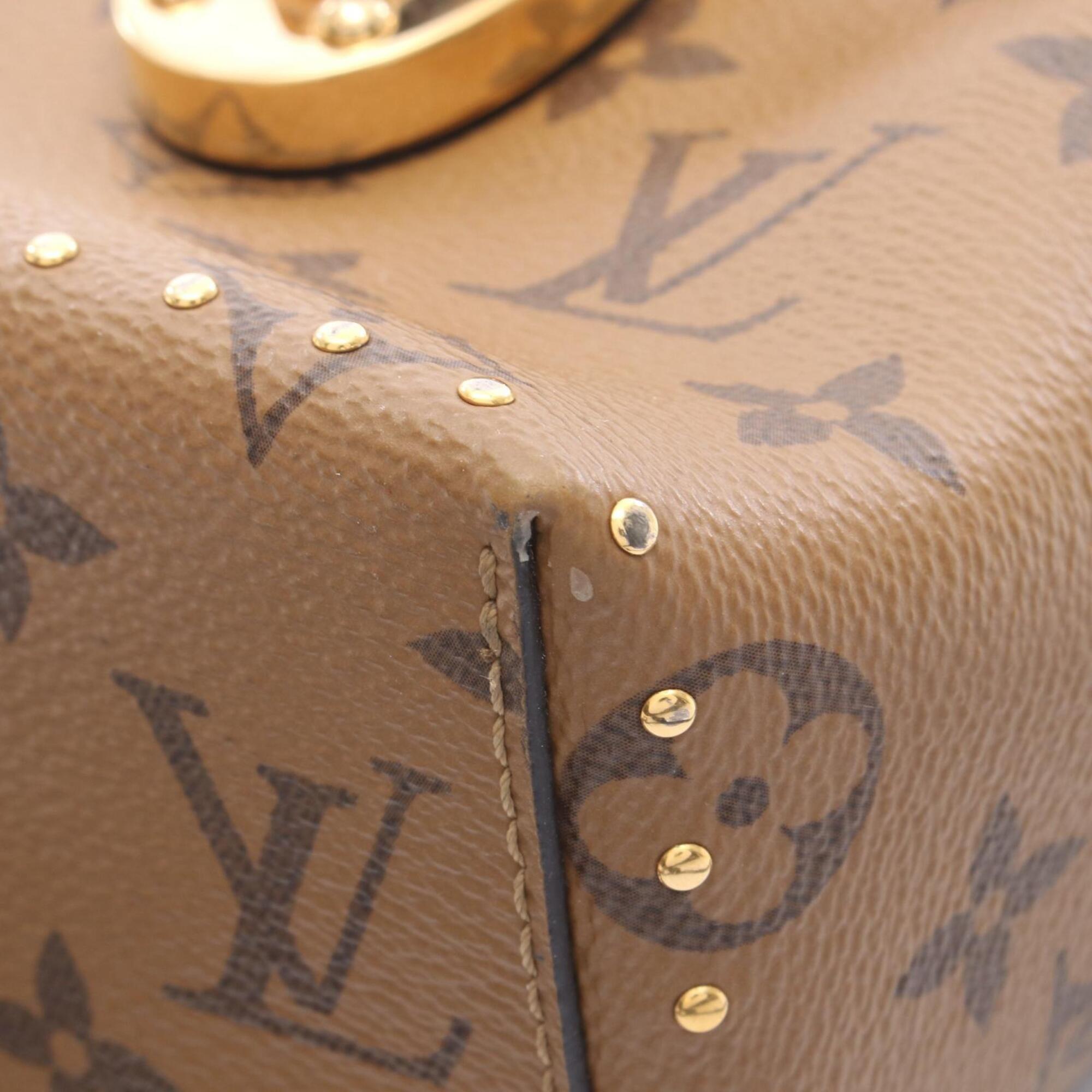Louis Vuitton Black Brown Coated Canvas Leather Handbag (Pre-Owned)