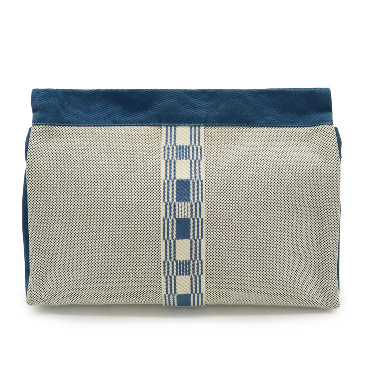 Hermes Blue Ivory Canvas Clutch Bag (Pre-Owned)