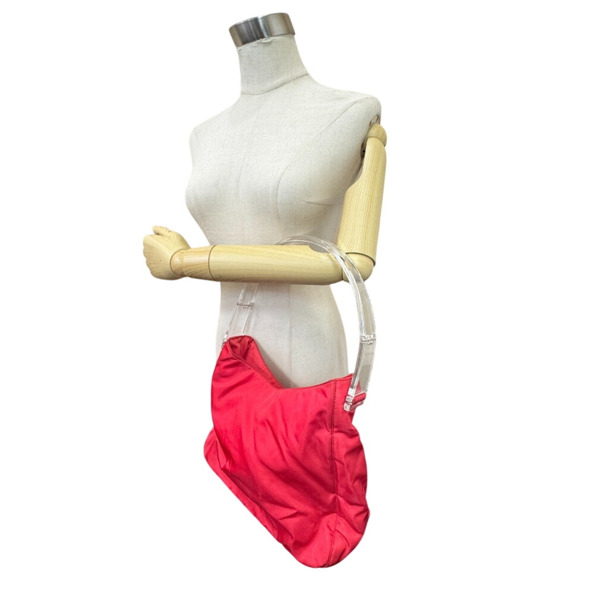 Prada Clear Red Color Nylon Plastic Shoulder Bag (Pre-Owned)