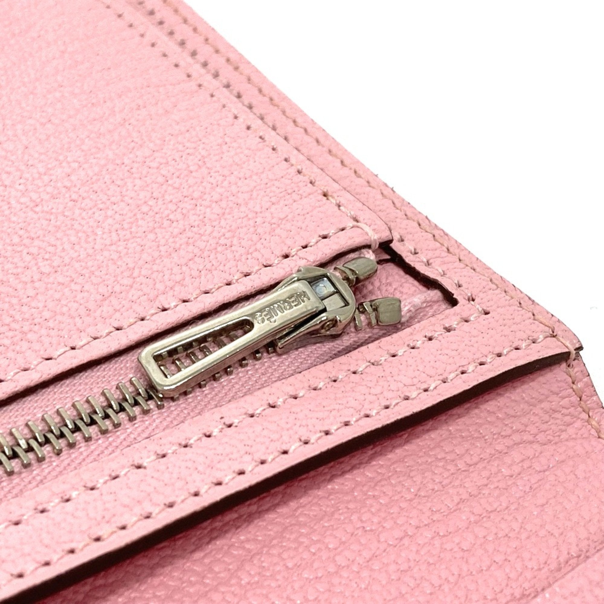 Hermes Pink Leather Long Wallet (Bi-Fold) (Pre-Owned)