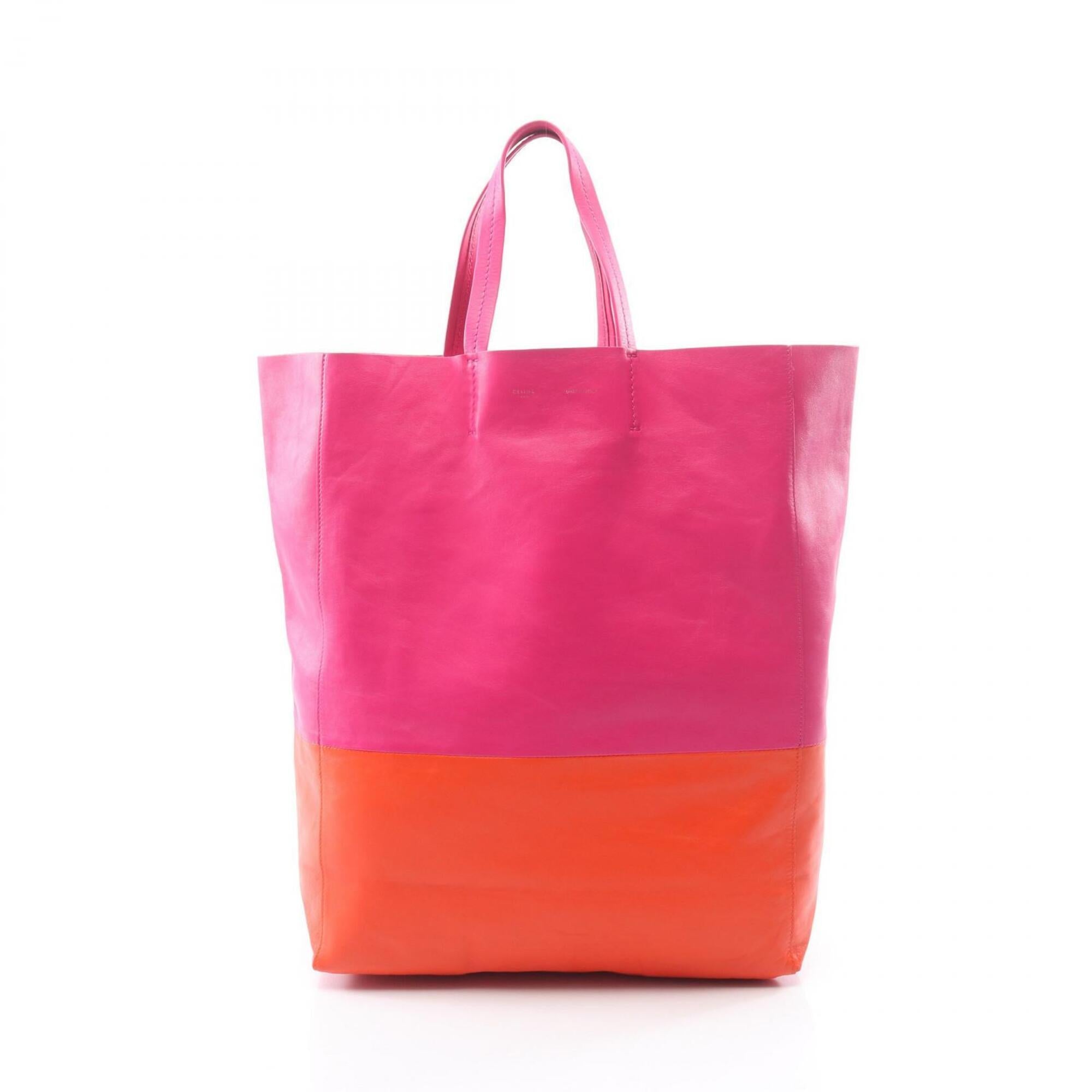 Celine Orange Pink Leather Handbag Tote Bag (Pre-Owned)