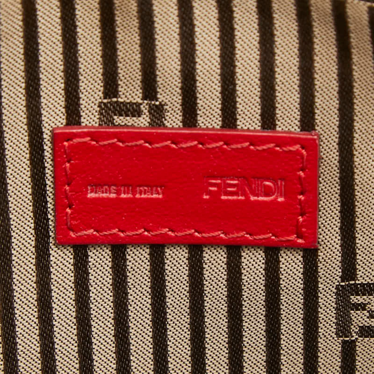 Fendi Red Brown Leather Pouch (Pre-Owned)