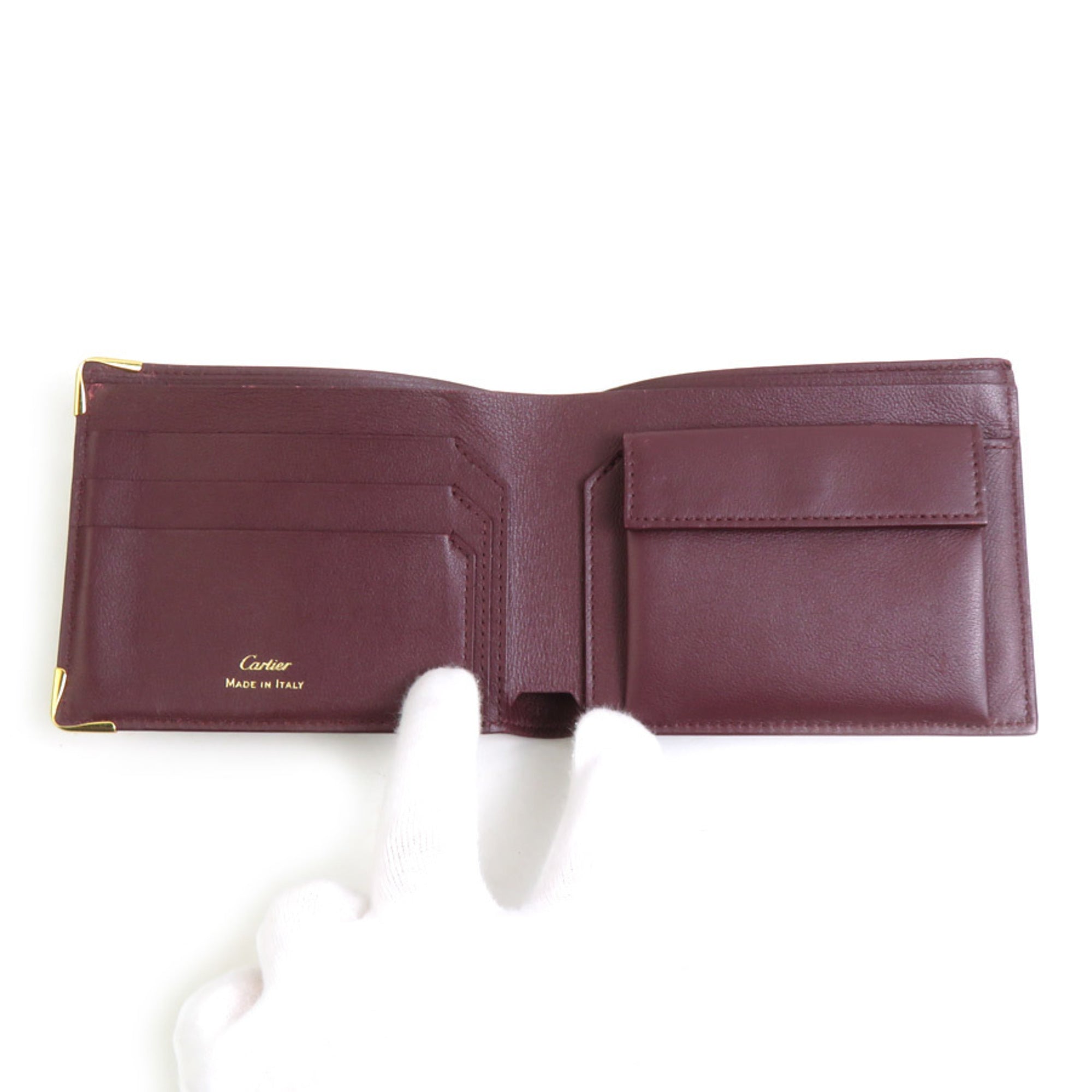 Cartier Bordeaux Leather Wallet (Bi-Fold) (Pre-Owned)
