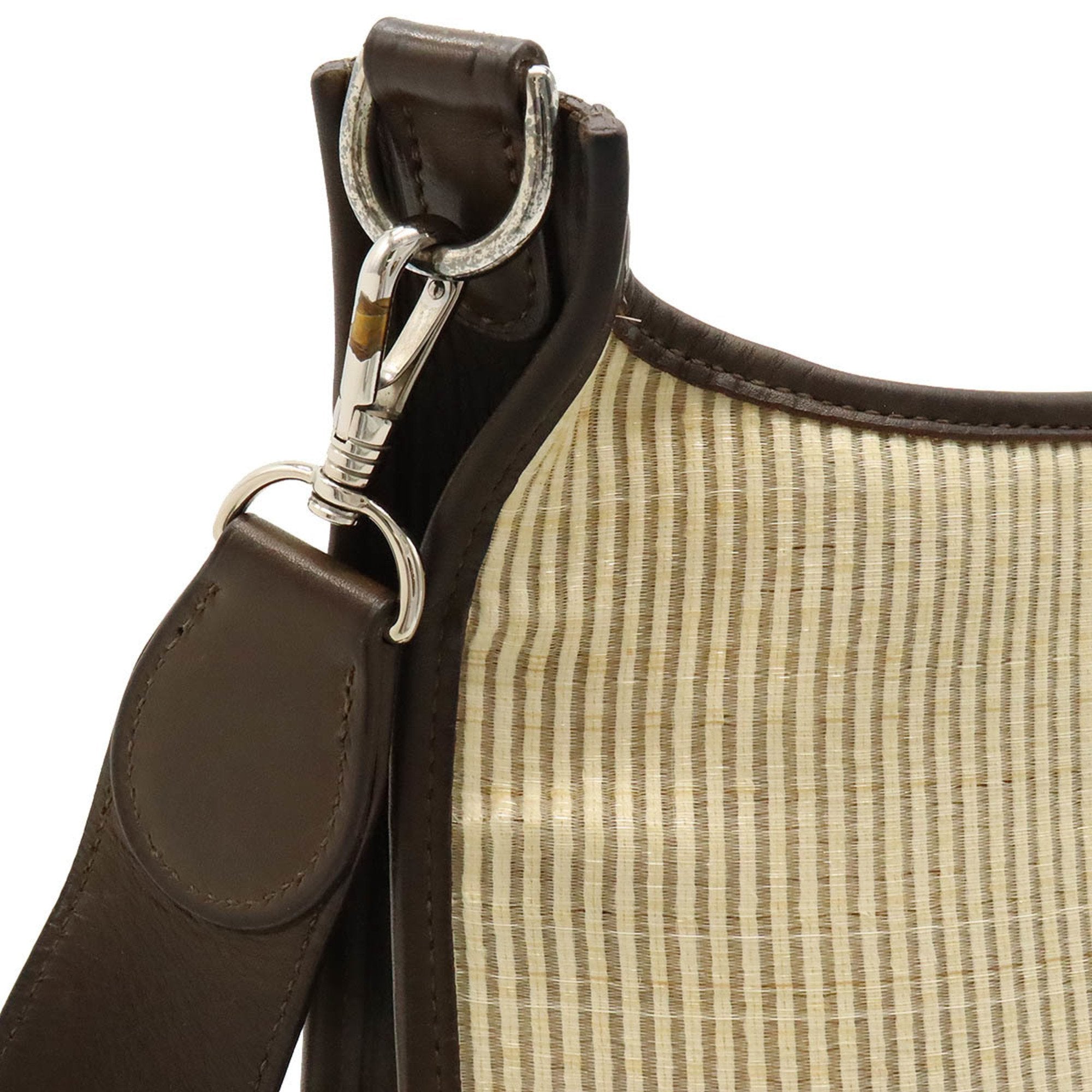 Hermes Beige Dark Brown Crinoline Leather Shoulder Bag (Pre-Owned)