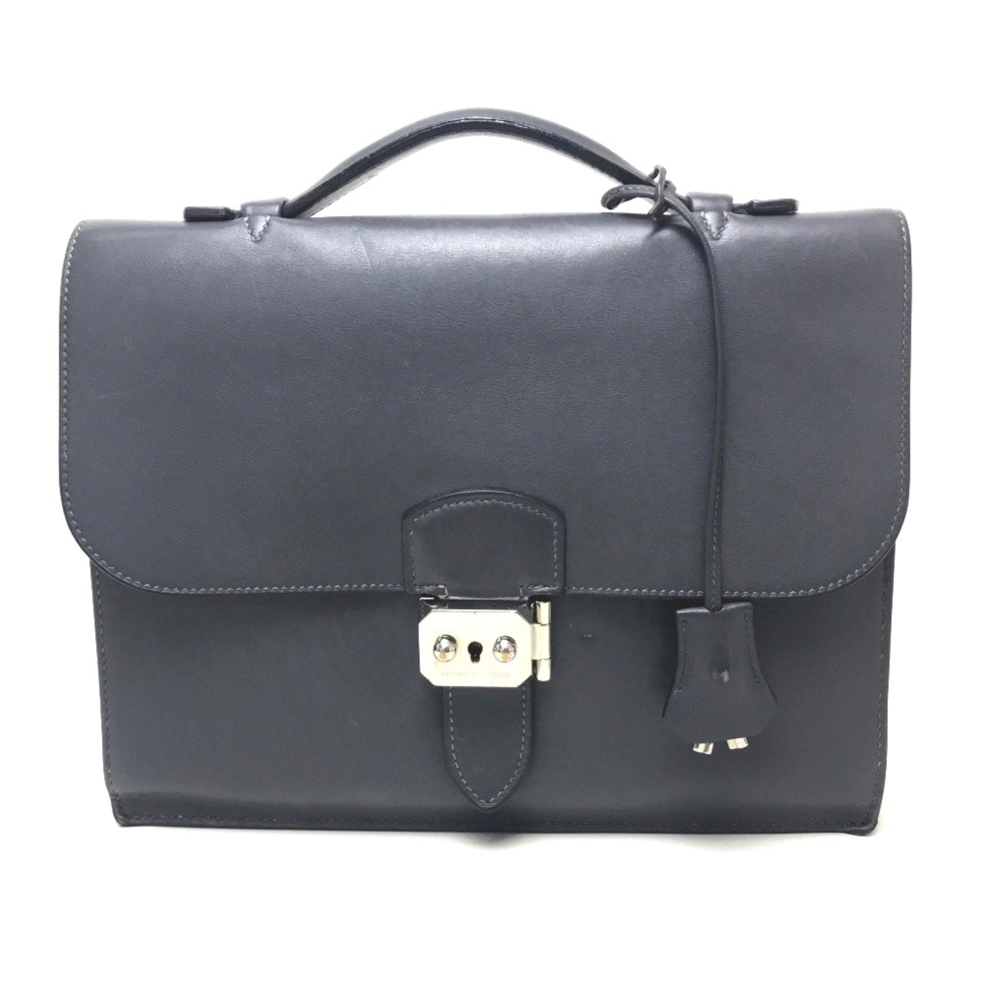 Hermes Gray Leather Briefcase (Pre-Owned)