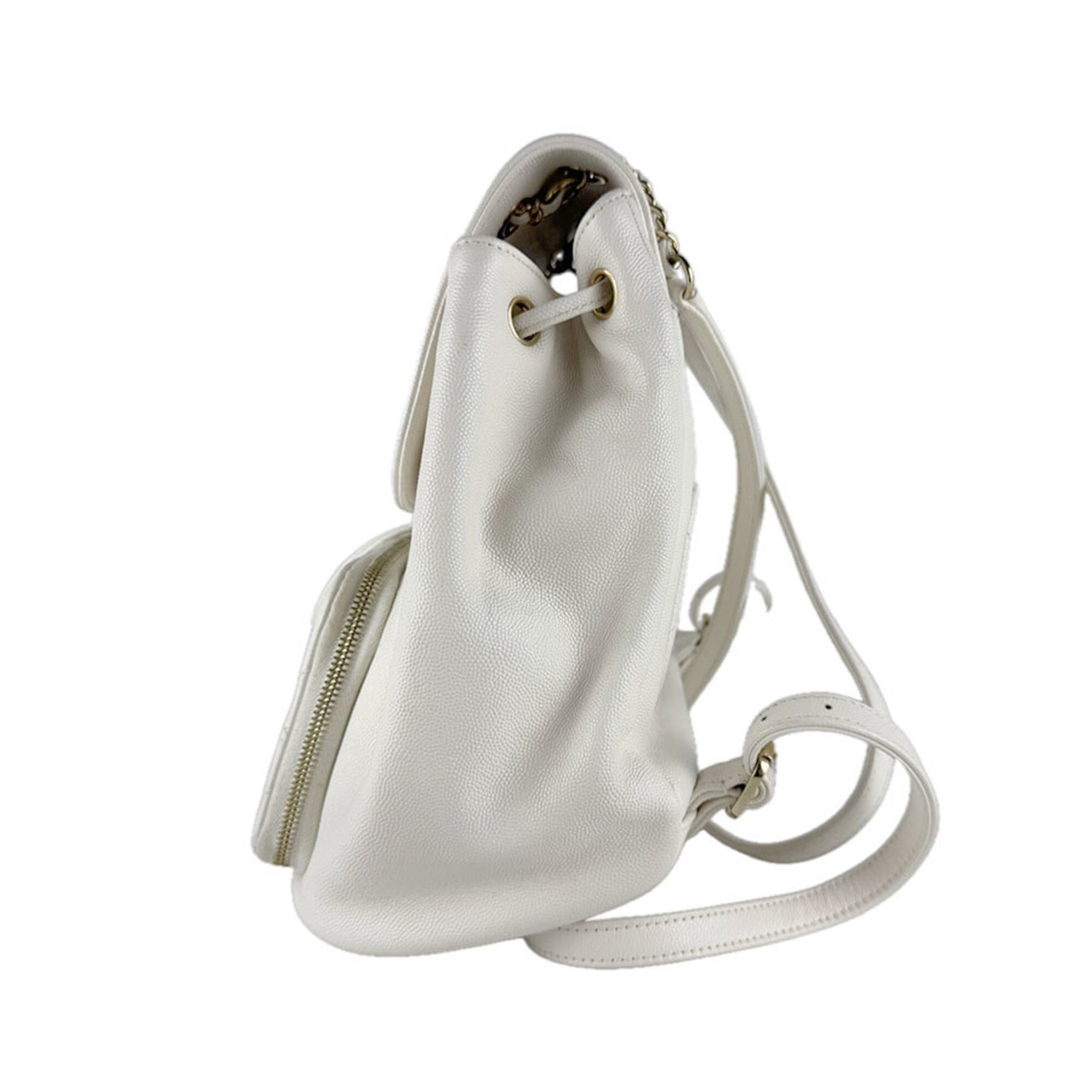 Chanel Ivory Grained Calfskin Backpack (Pre-Owned)