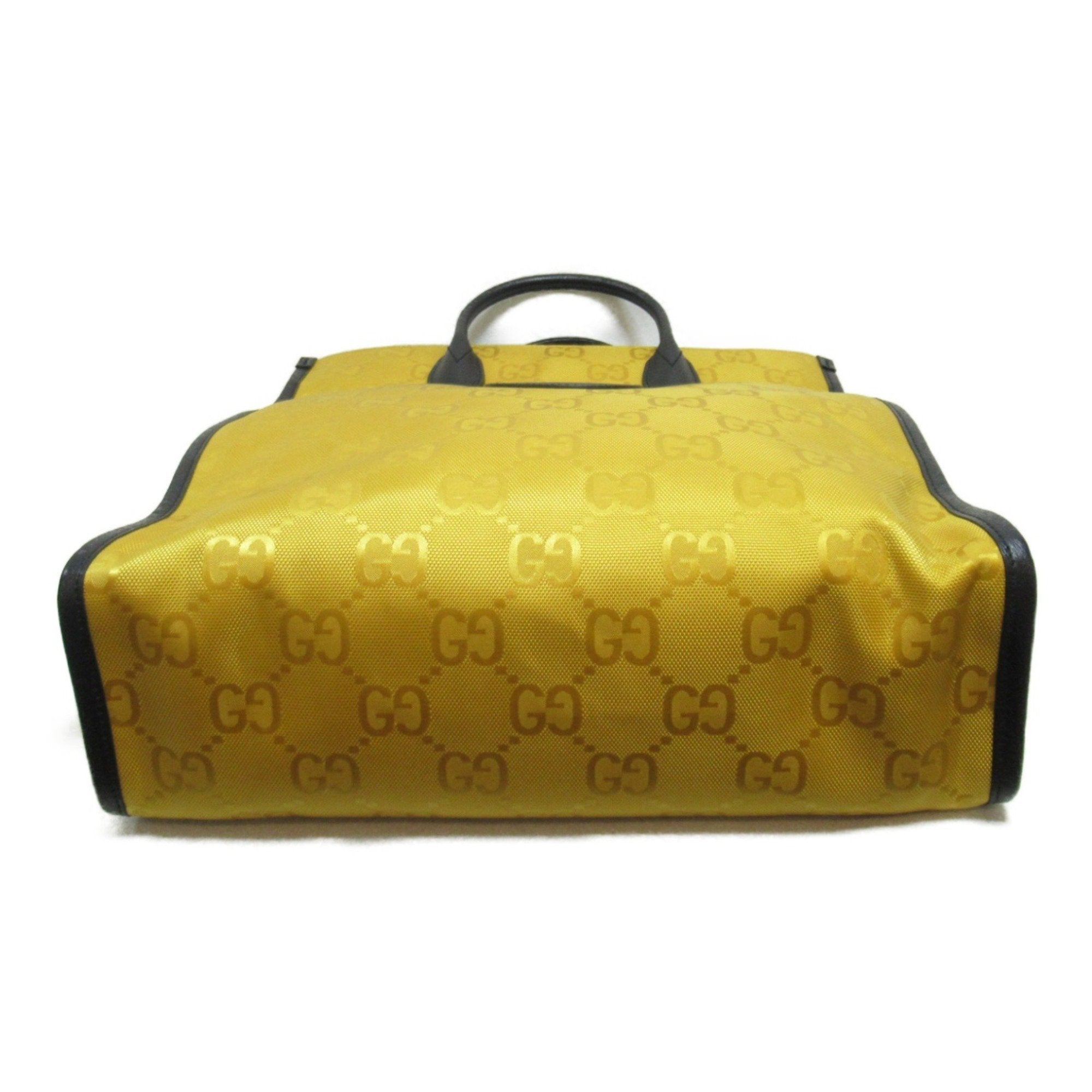 Gucci Black Yellow Leather Nylon Tote Bag