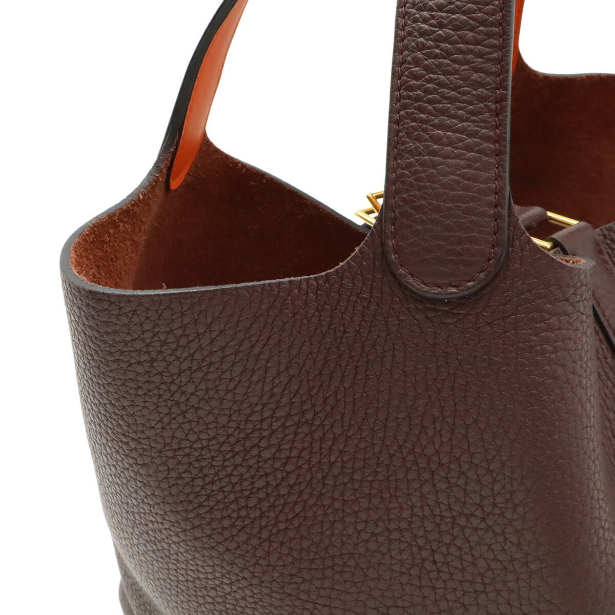 Hermes Orange Rouge H Taurillon Clemence Leather Handbag (Pre-Owned)