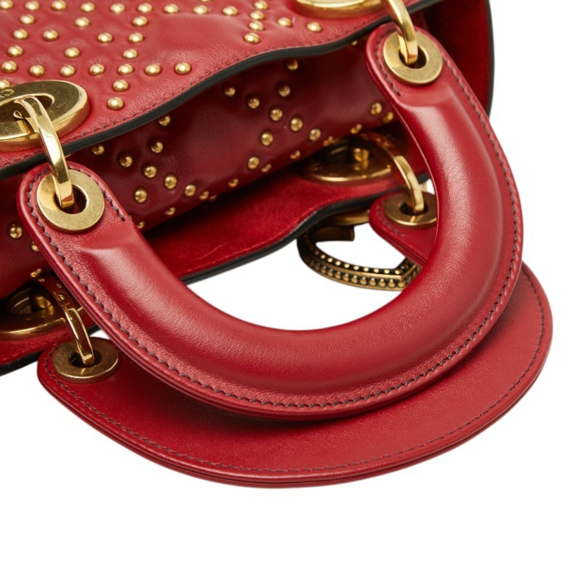 Christian Dior Red Color Leather Handbag Shoulder Bag (Pre-Owned)
