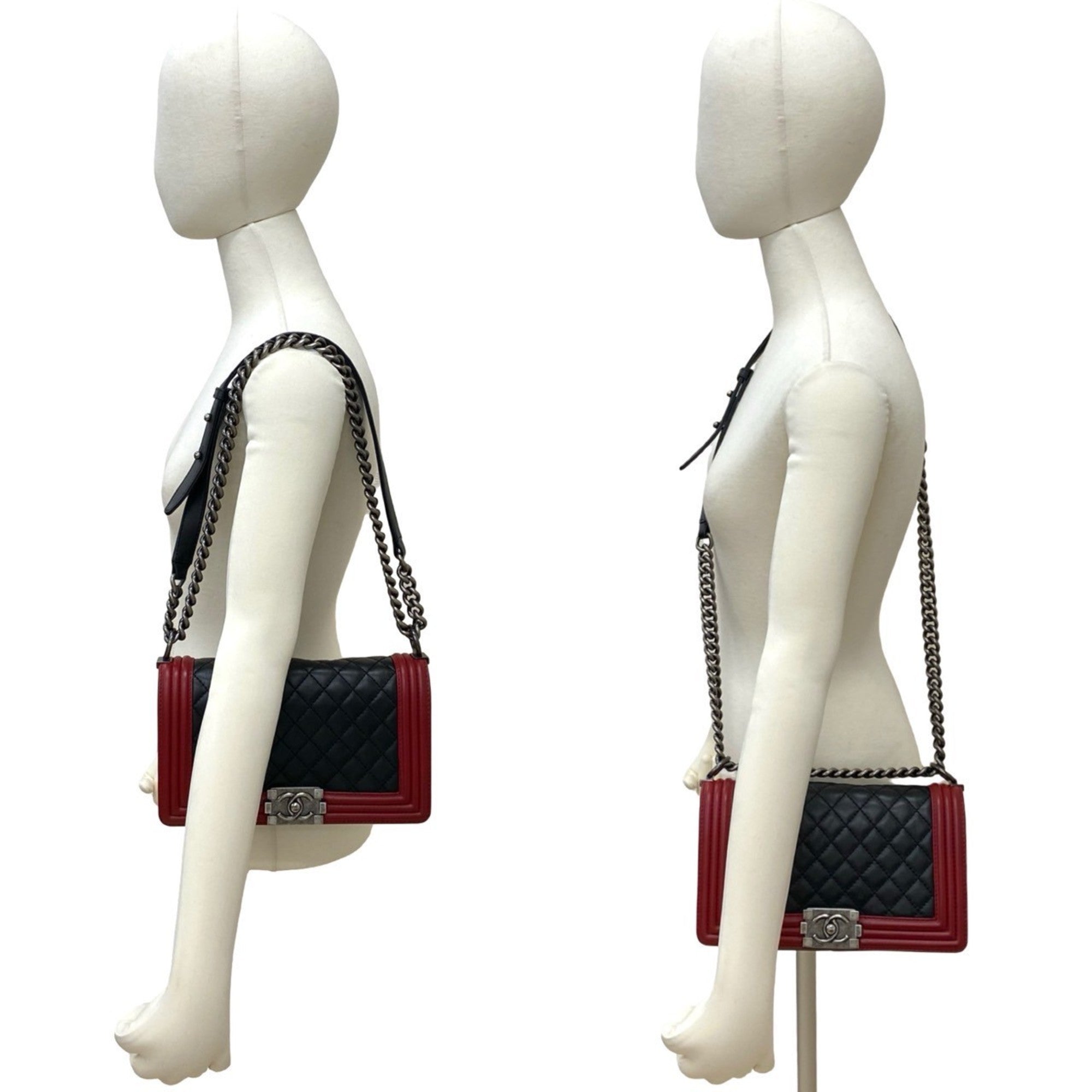 Chanel Black Red Color Leather Shoulder Bag (Pre-Owned)