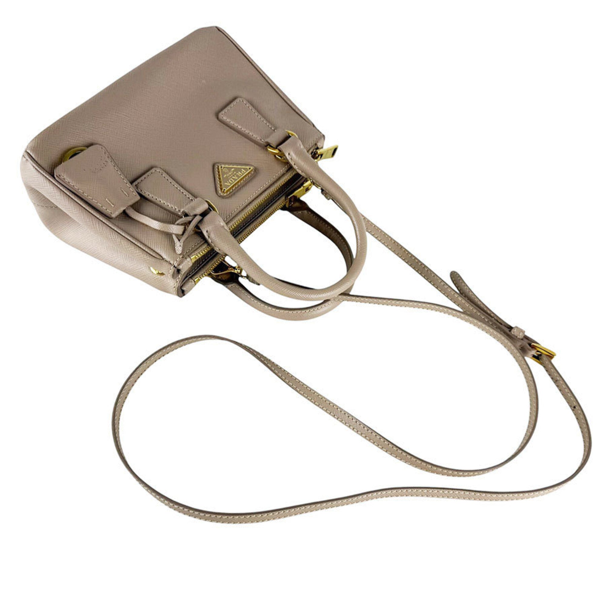 Prada Grayish Leather Handbag Shoulder Bag (Pre-Owned)