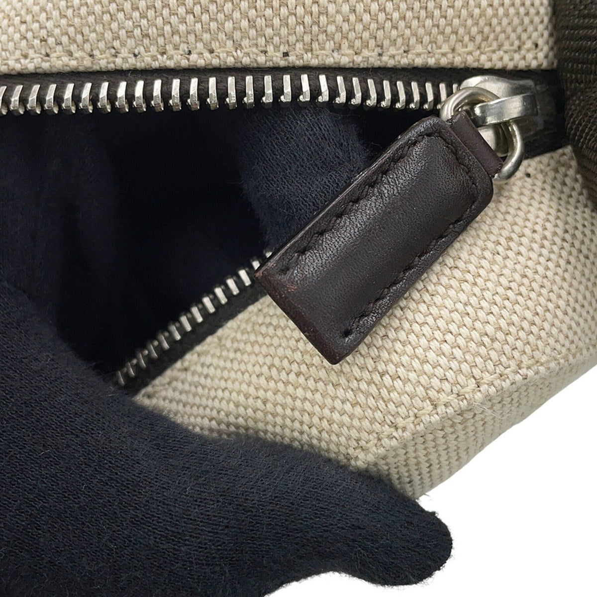 Prada Beige Khaki Canvas Handbag Shoulder Bag (Pre-Owned)