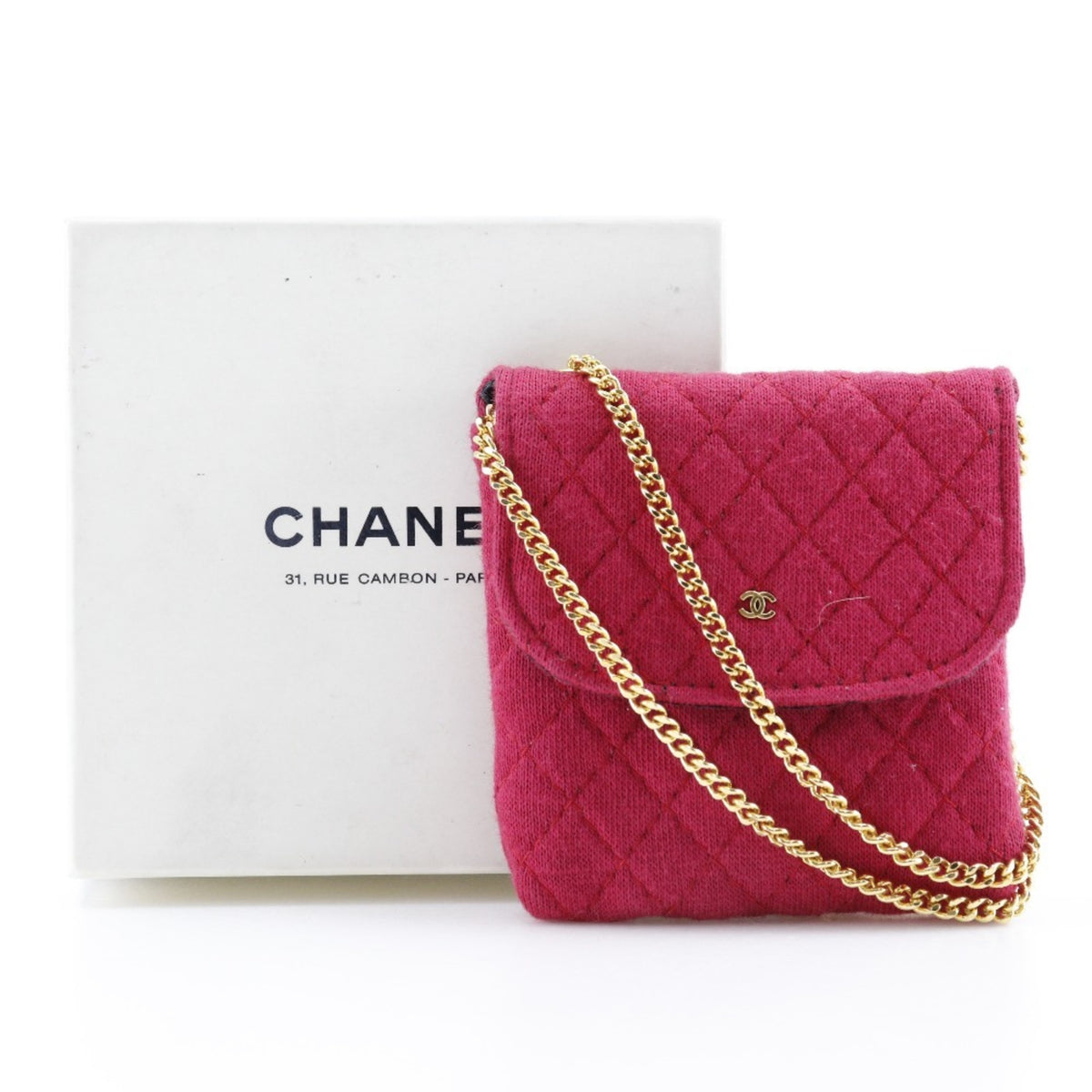 Chanel Red Color Cotton Pouch (Pre-Owned)
