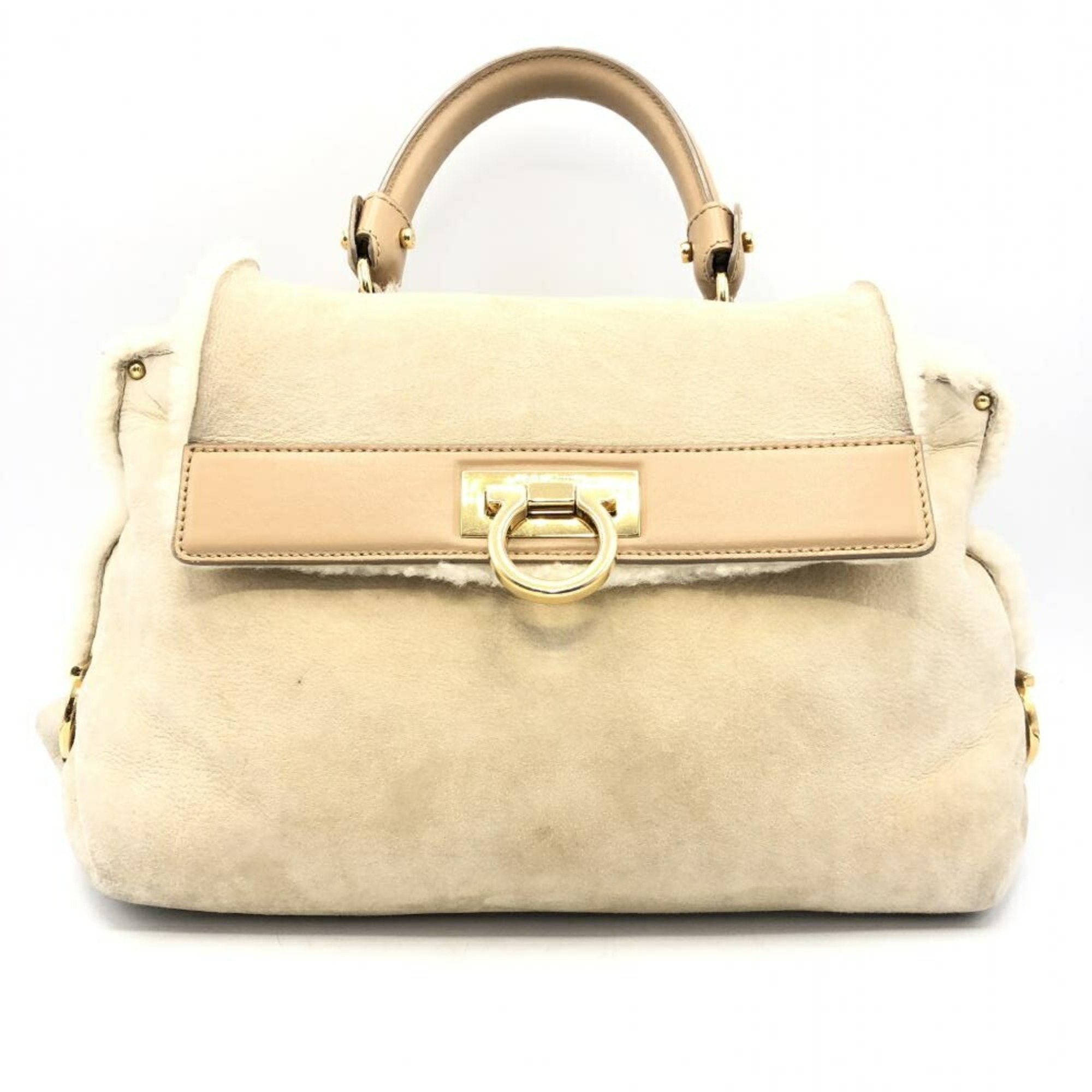 Salvatore Ferragamo Beige Handbag Shoulder Bag (Pre-Owned)