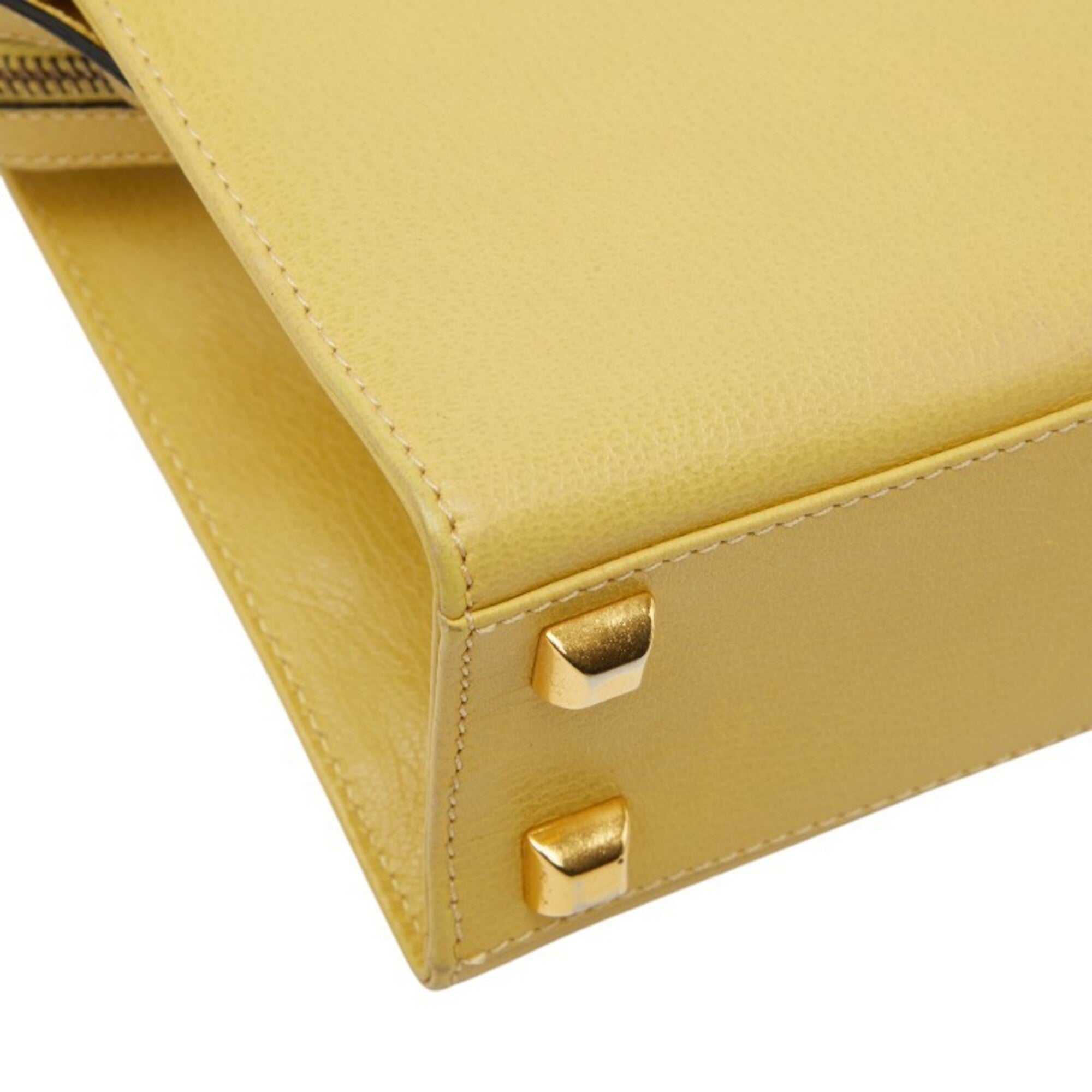 Salvatore Ferragamo Yellow Leather Handbag Shoulder Bag (Pre-Owned)
