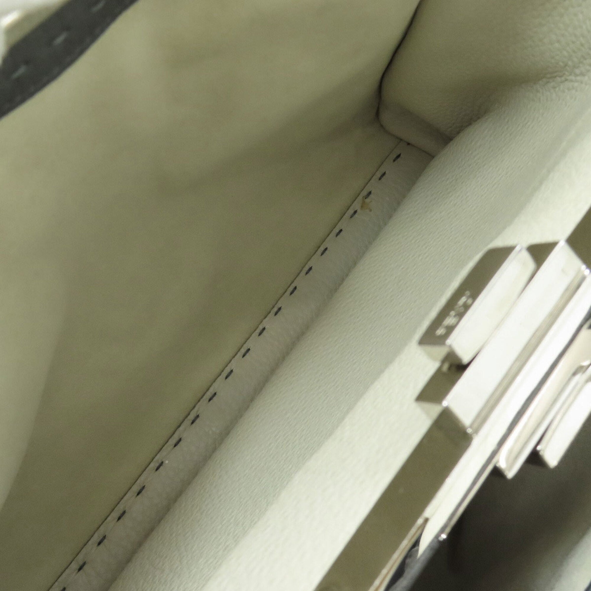 Fendi Peekaboo Gray Leather Handbag (Pre-Owned)