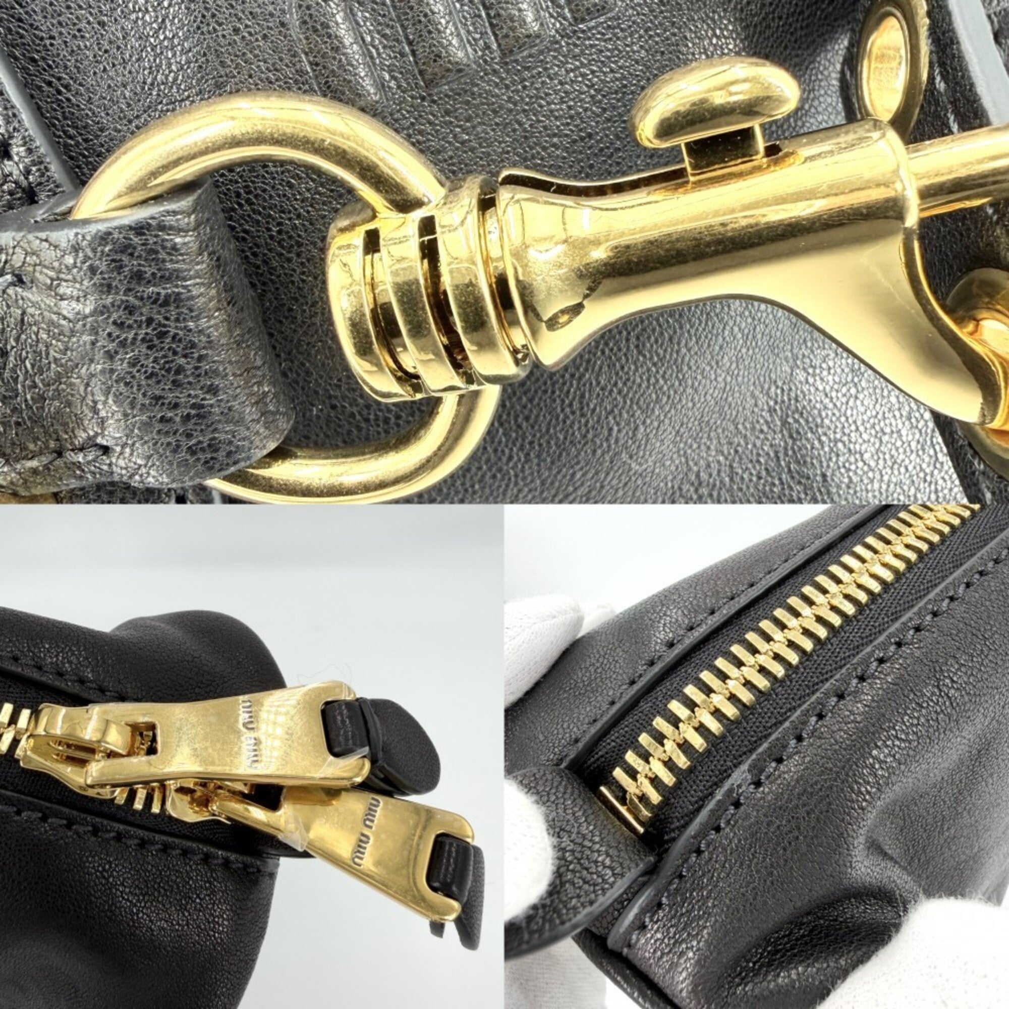 Miu Miu Black Leather Handbag Shoulder Bag (Pre-Owned)