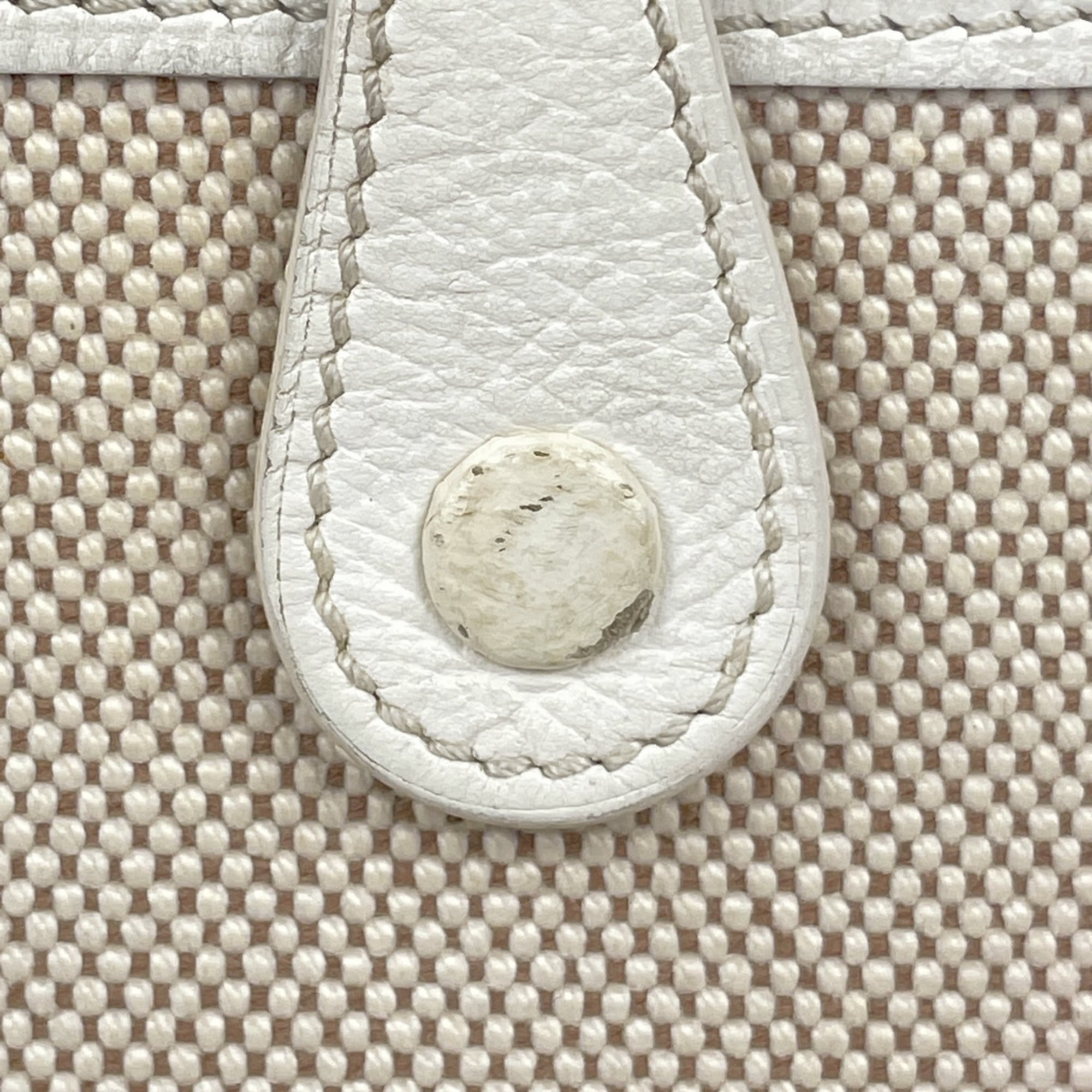 Hermes Natural White Toile H Leather Pochette Shoulder Bag (Pre-Owned)