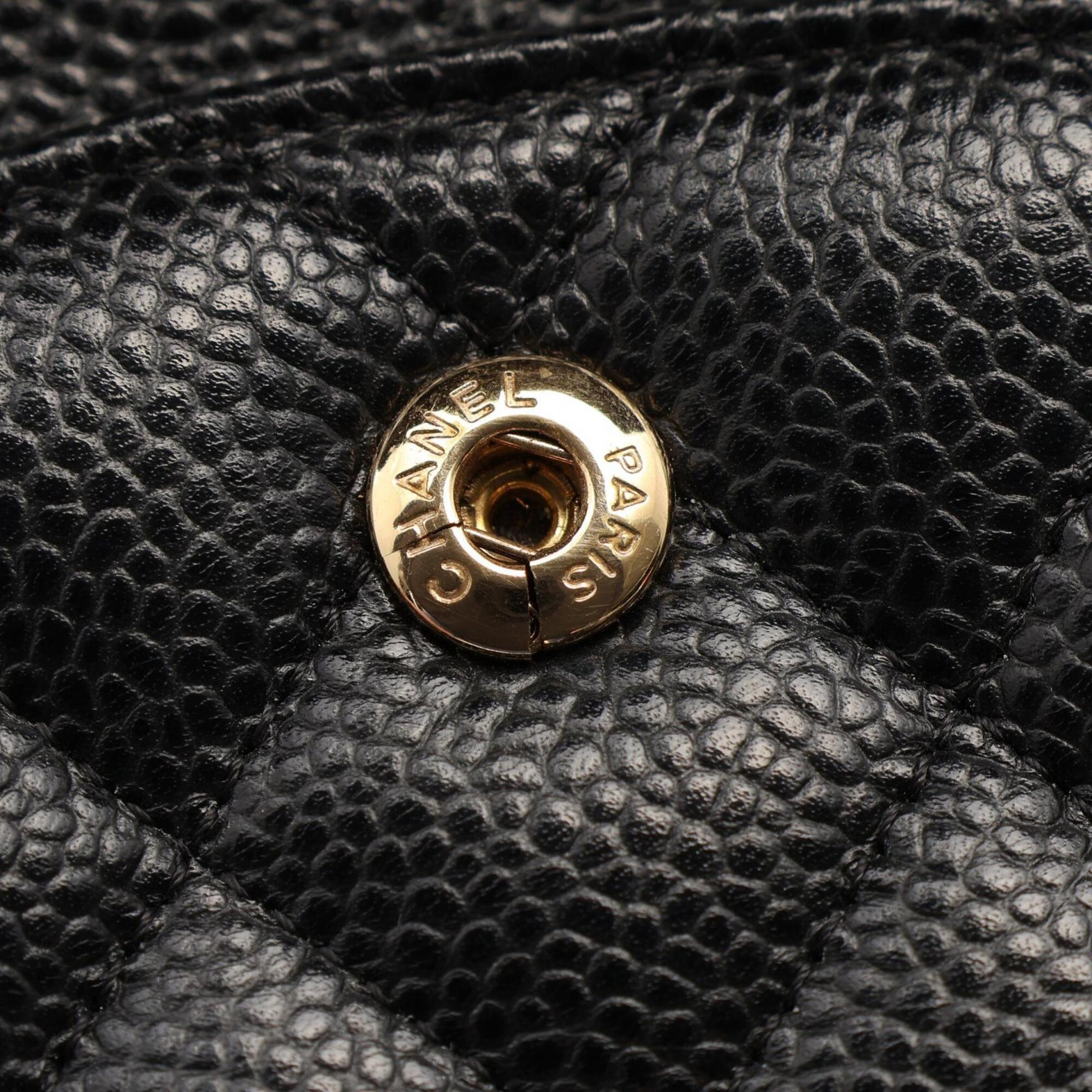 Chanel Black Grained Calfskin Handbag Shoulder Bag (Pre-Owned)
