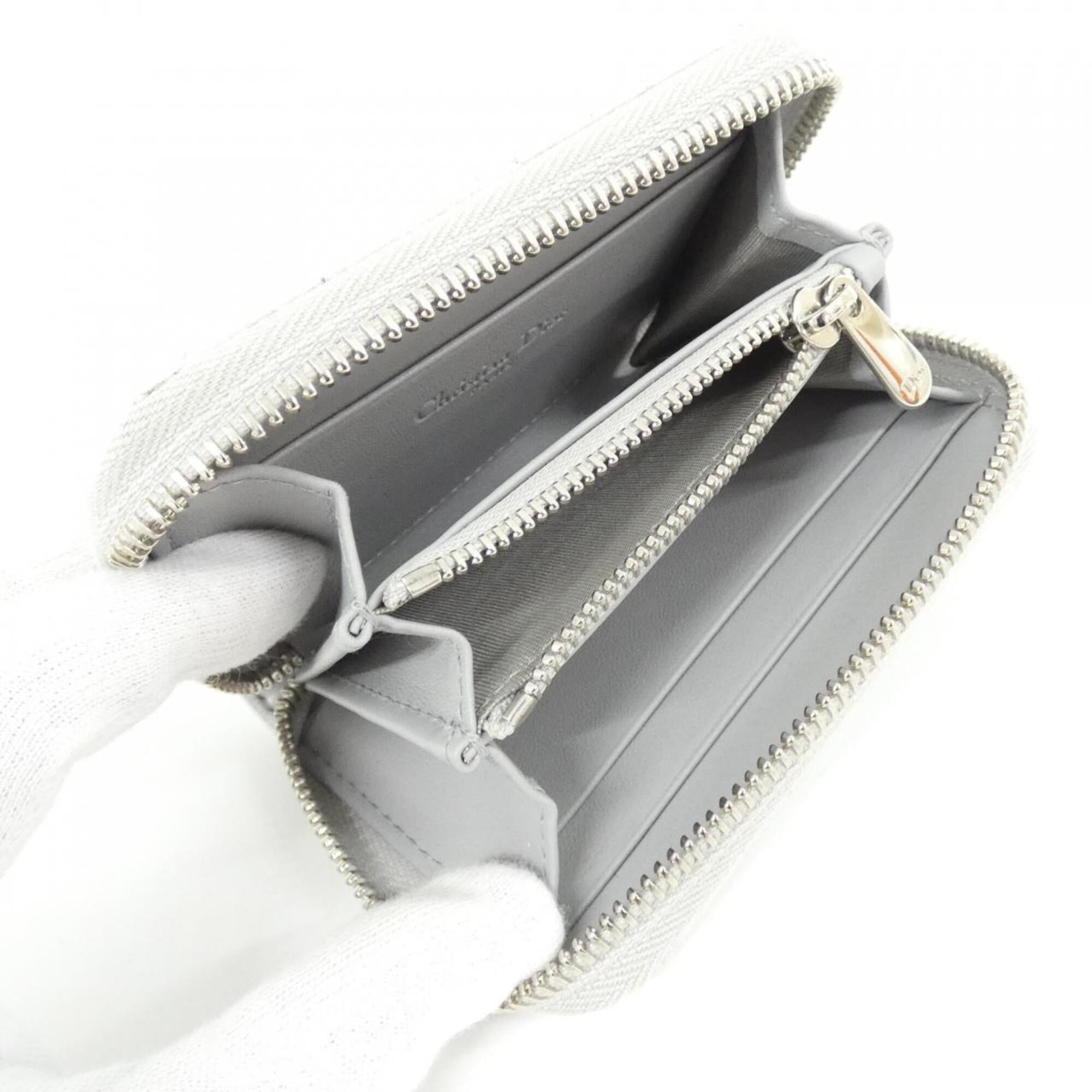 Christian Dior Silver Leather Coin Purse/Coin Case (Pre-Owned)