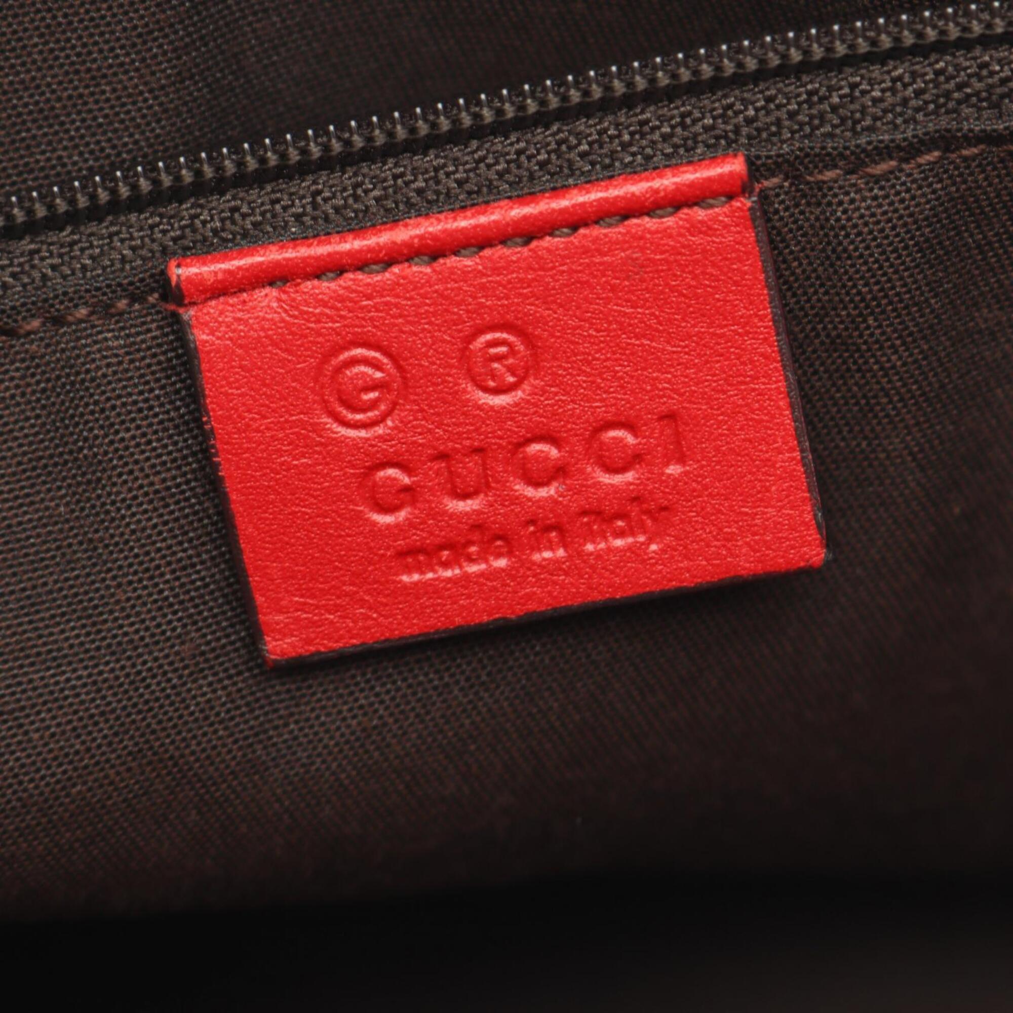 Gucci Red Color Gg Canvas Leather Handbag Tote Bag (Pre-Owned)