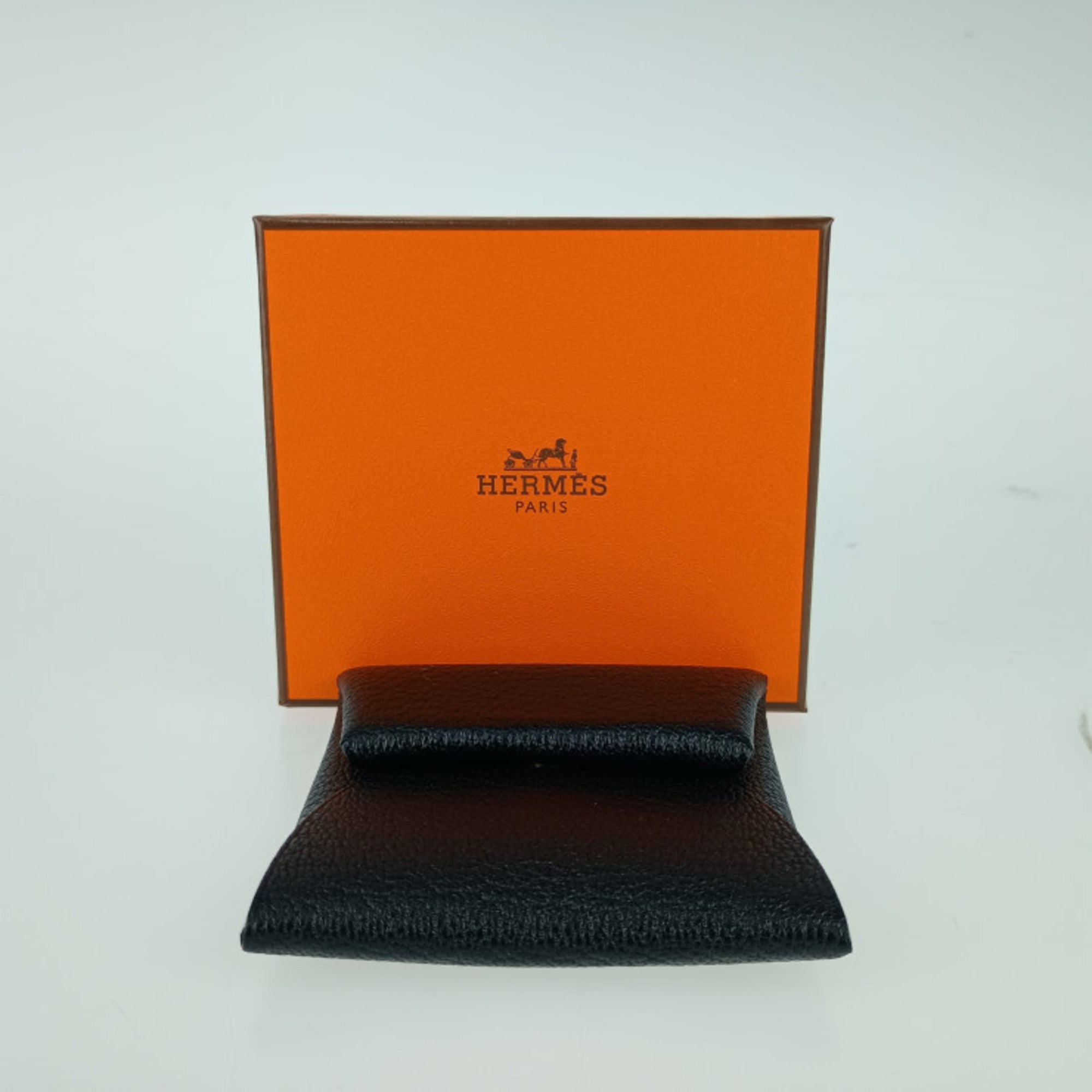 Hermes Black Chevre Leather Coin Purse/Coin Case (Pre-Owned)